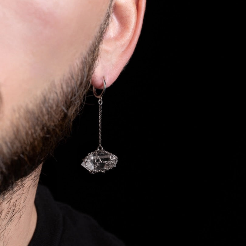 Single Drop Caged Quartz Earring Refurbished - N/A (Note: There is no well-known brand with this name refurbished available on Cerqular