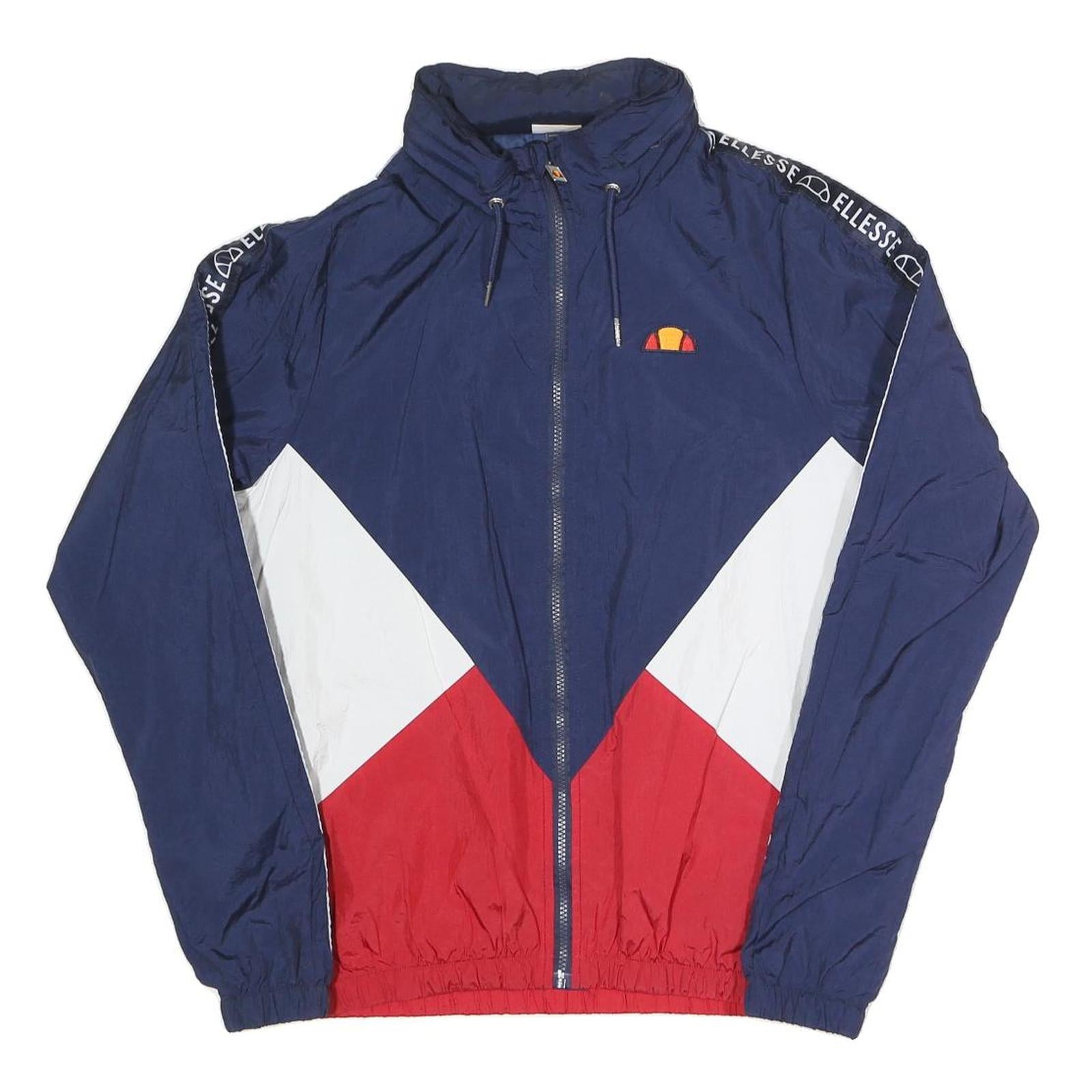 ELLESSE Womens Navy Blue White & Red Track Jacket S Polyester Blend Zip Logo Refurbished - N/A refurbished available on Cerqular