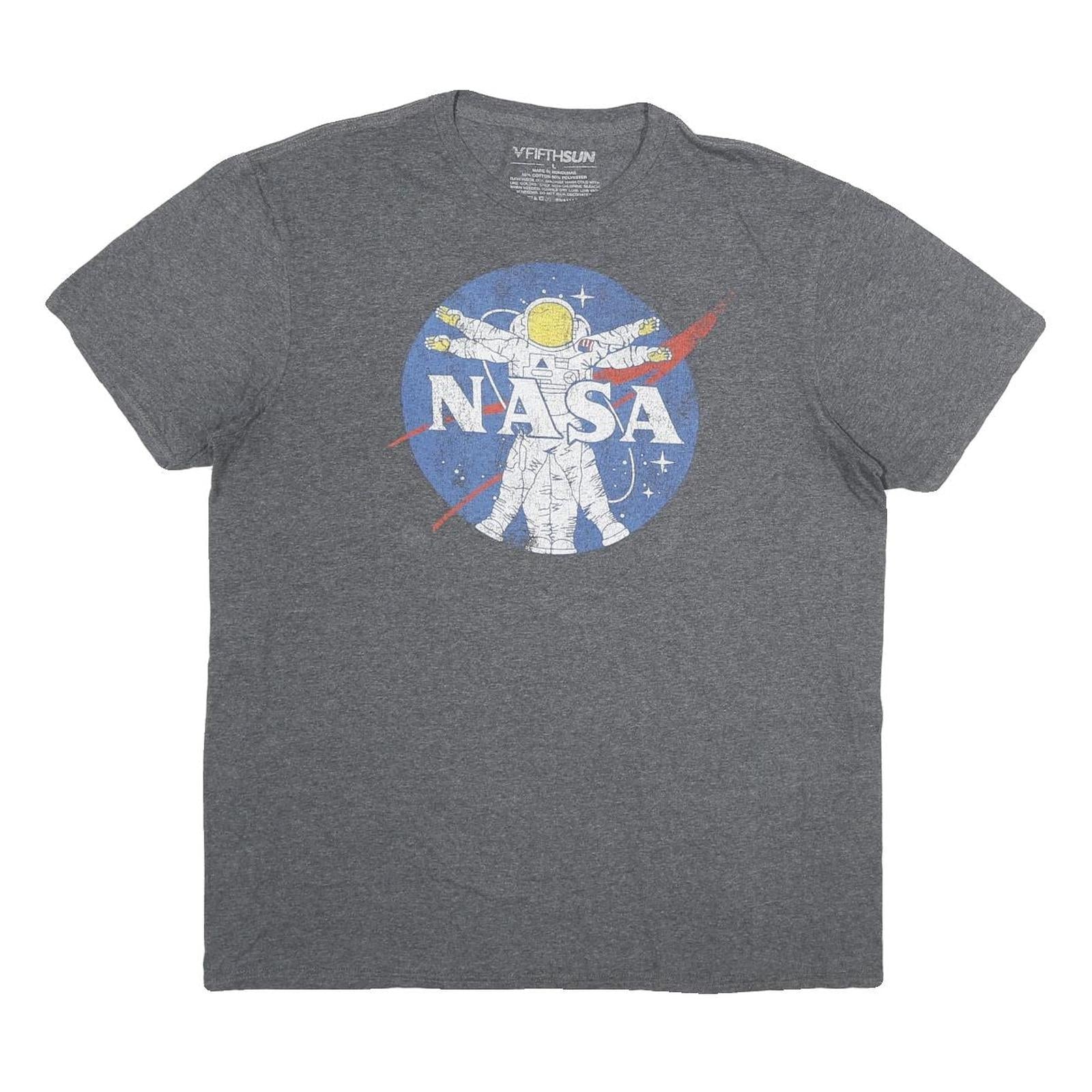 FIFTHSUN Mens Grey NASA Graphic T-Shirt L Short Sleeve Crew Neck Cotton Refurbished - N/A refurbished available on Cerqular