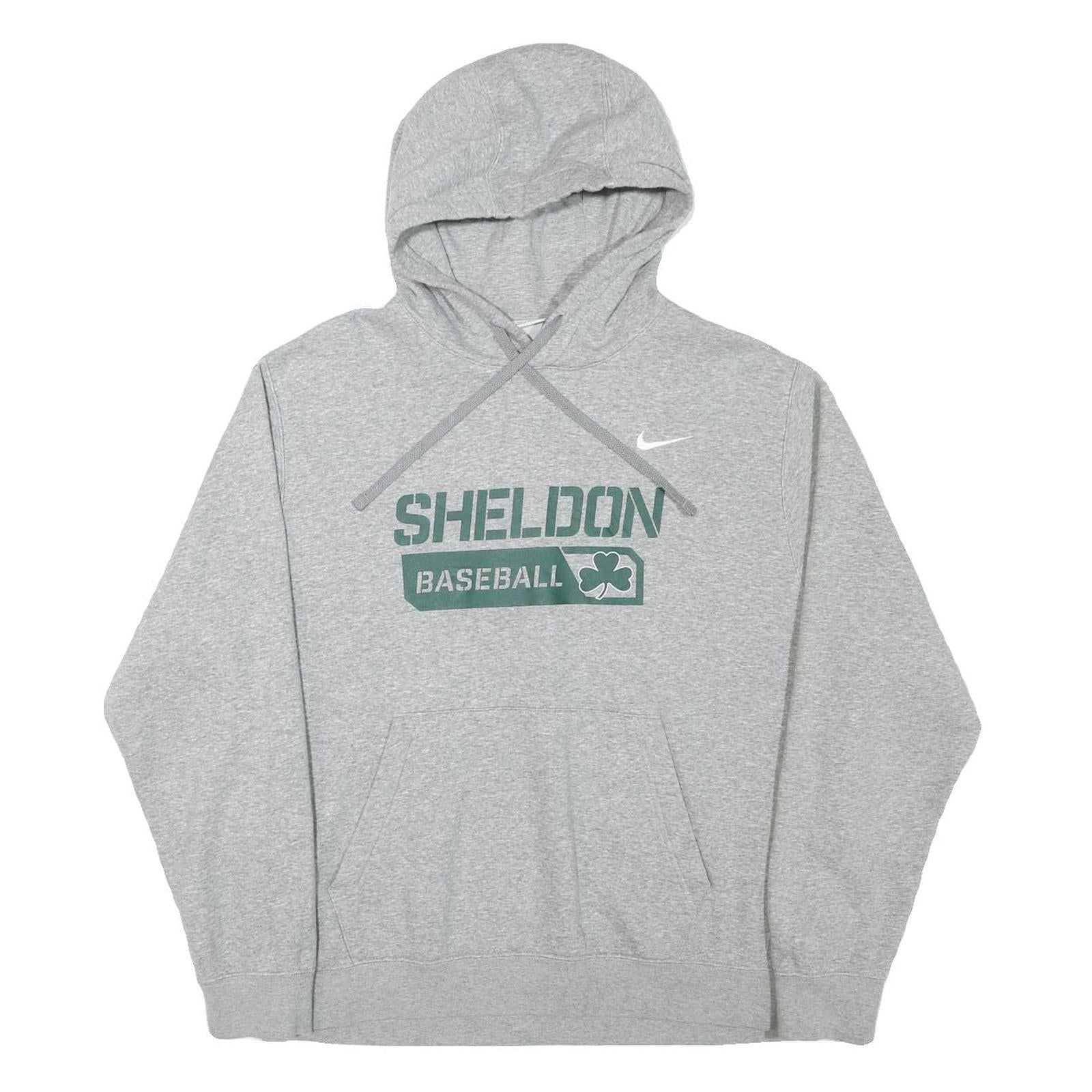 NIKE Mens Grey Sheldon Baseball Pullover Hoodie L Cotton Blend Sportswear Refurbished - N/A refurbished available on Cerqular