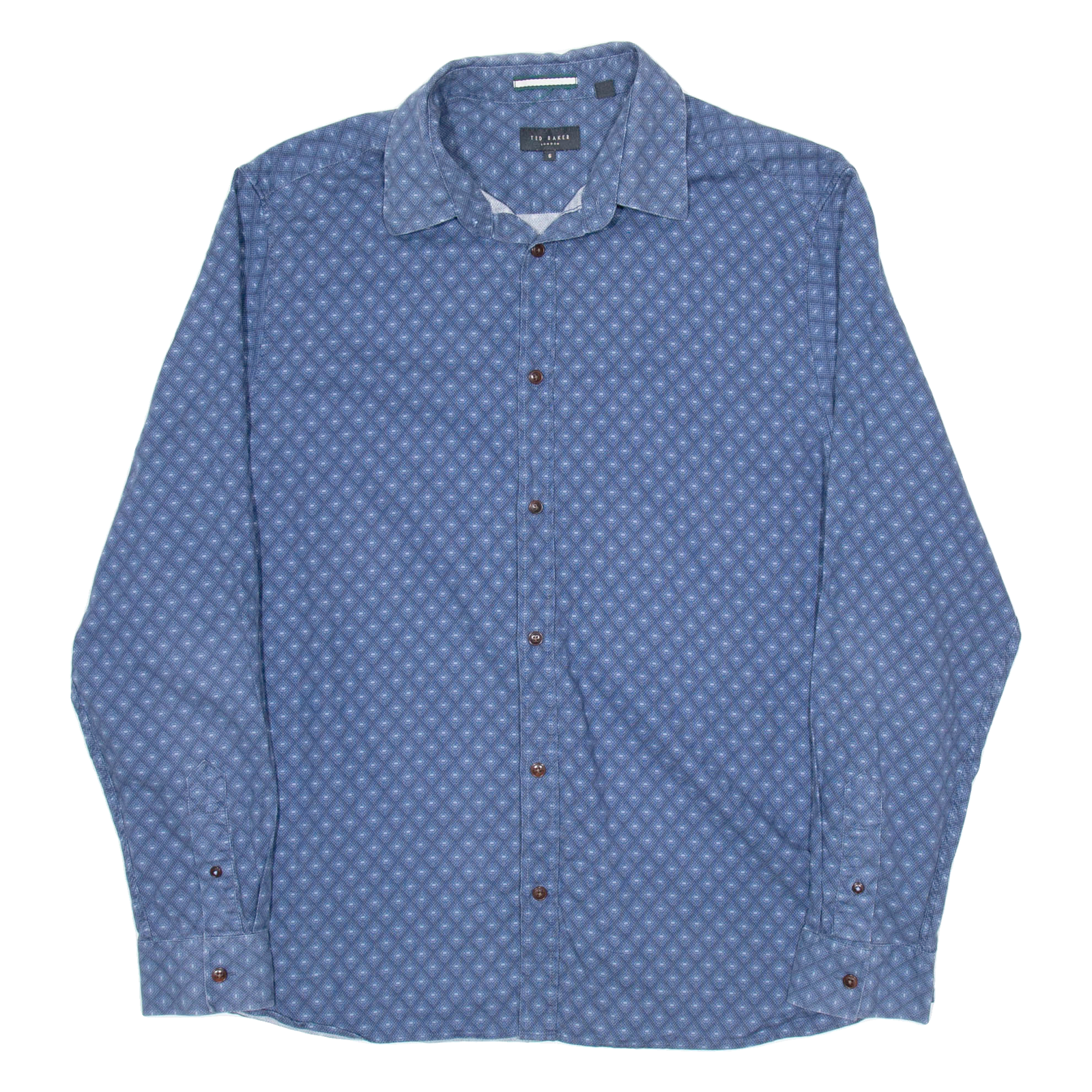 TED BAKER Mens Shirt Blue Geometric Long Sleeve XL Refurbished - N/A refurbished available on Cerqular