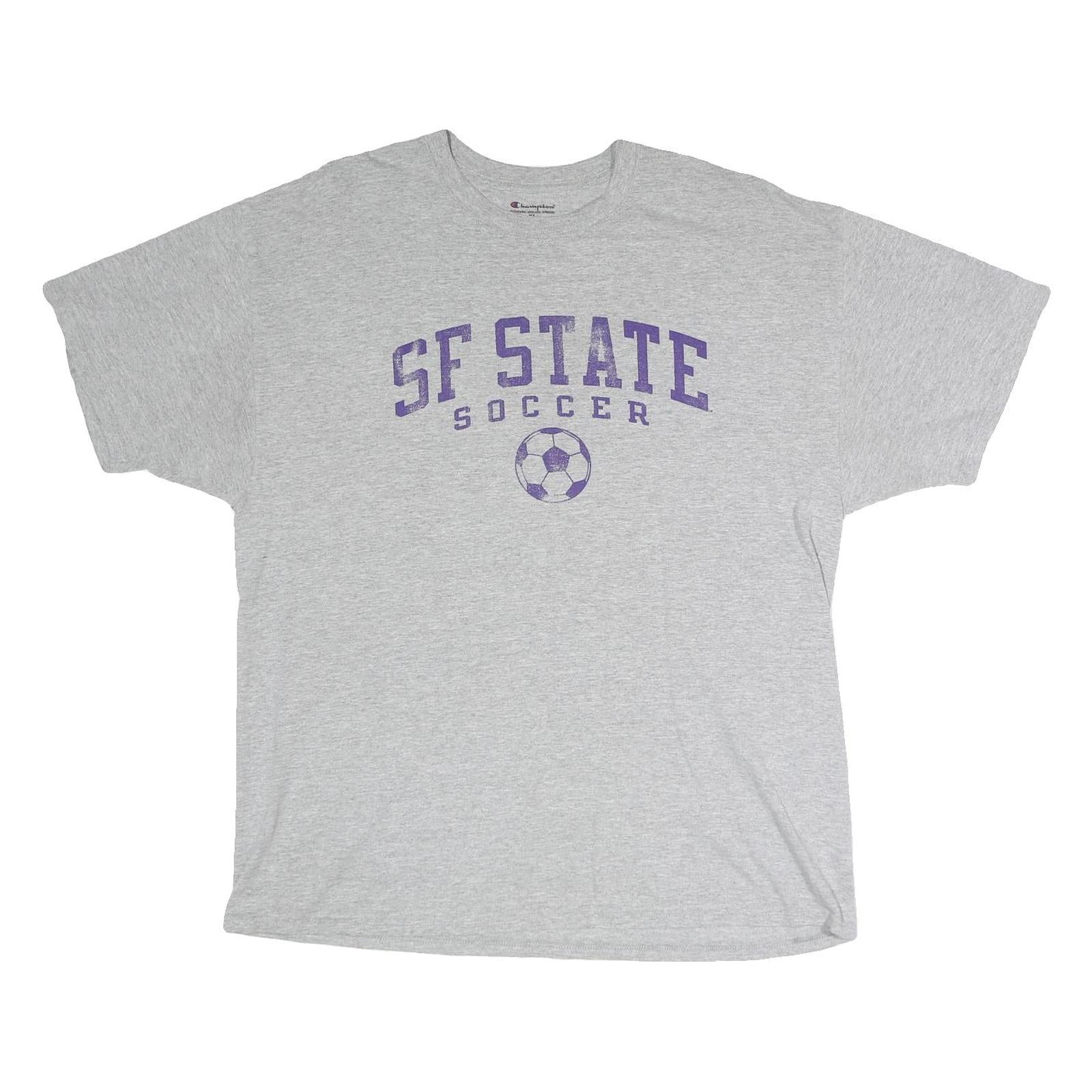 CHAMPION Mens Grey SF State Soccer Graphic T-Shirt XL Short Sleeve Crew Neck Refurbished - N/A refurbished available on Cerqular