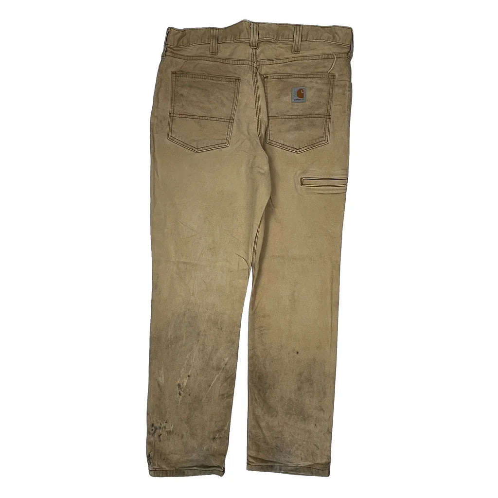Carhartt Carpenter Trousers - 34W 30L Beige Cotton Refurbished - Thrifted (note: this is a term often used to describe second- refurbished available on Cerqular
