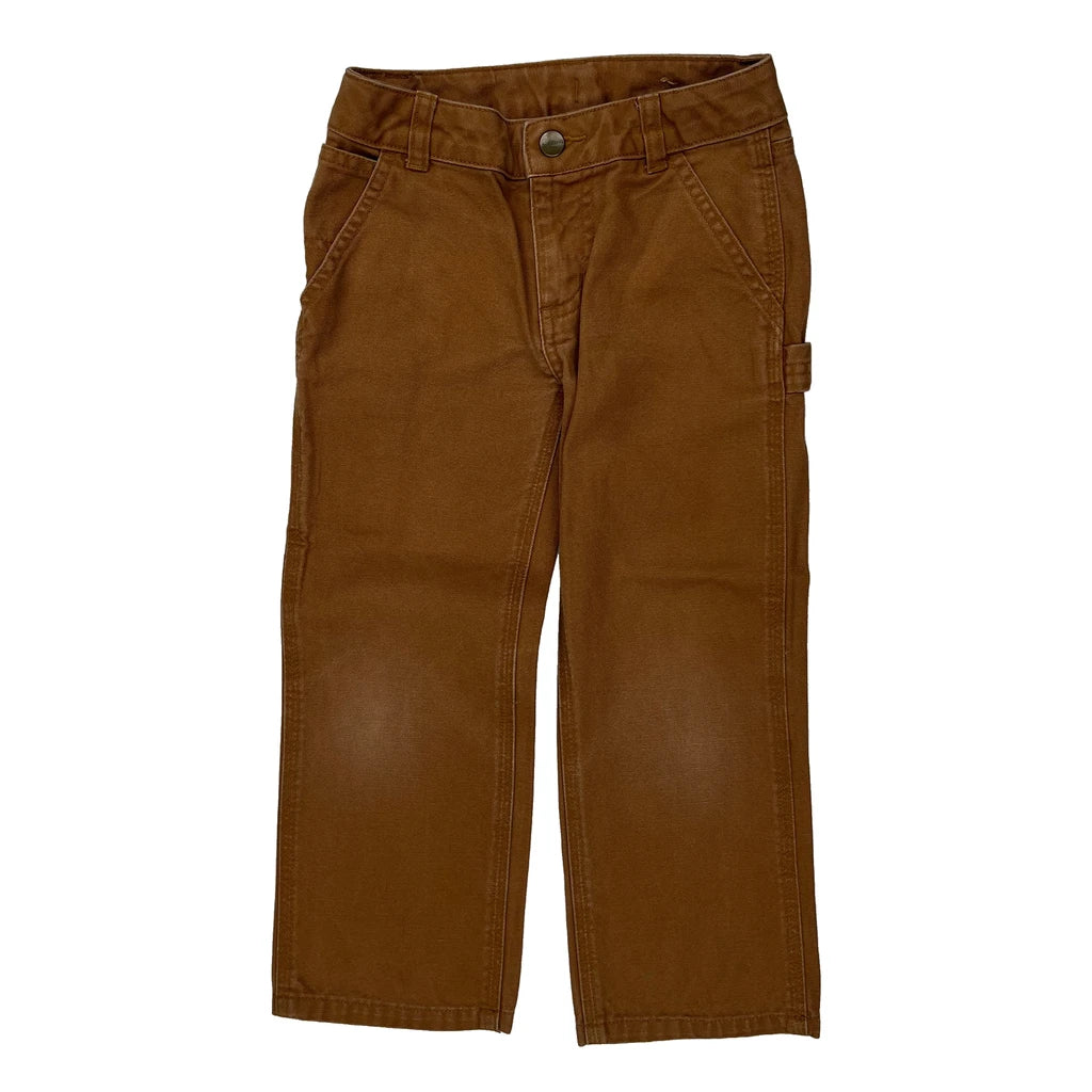 Age 4 Carhartt Carpenter Trousers - XS Brown Cotton Refurbished - Thrifted (note: this is a term often used to describe second- refurbished available on Cerqular