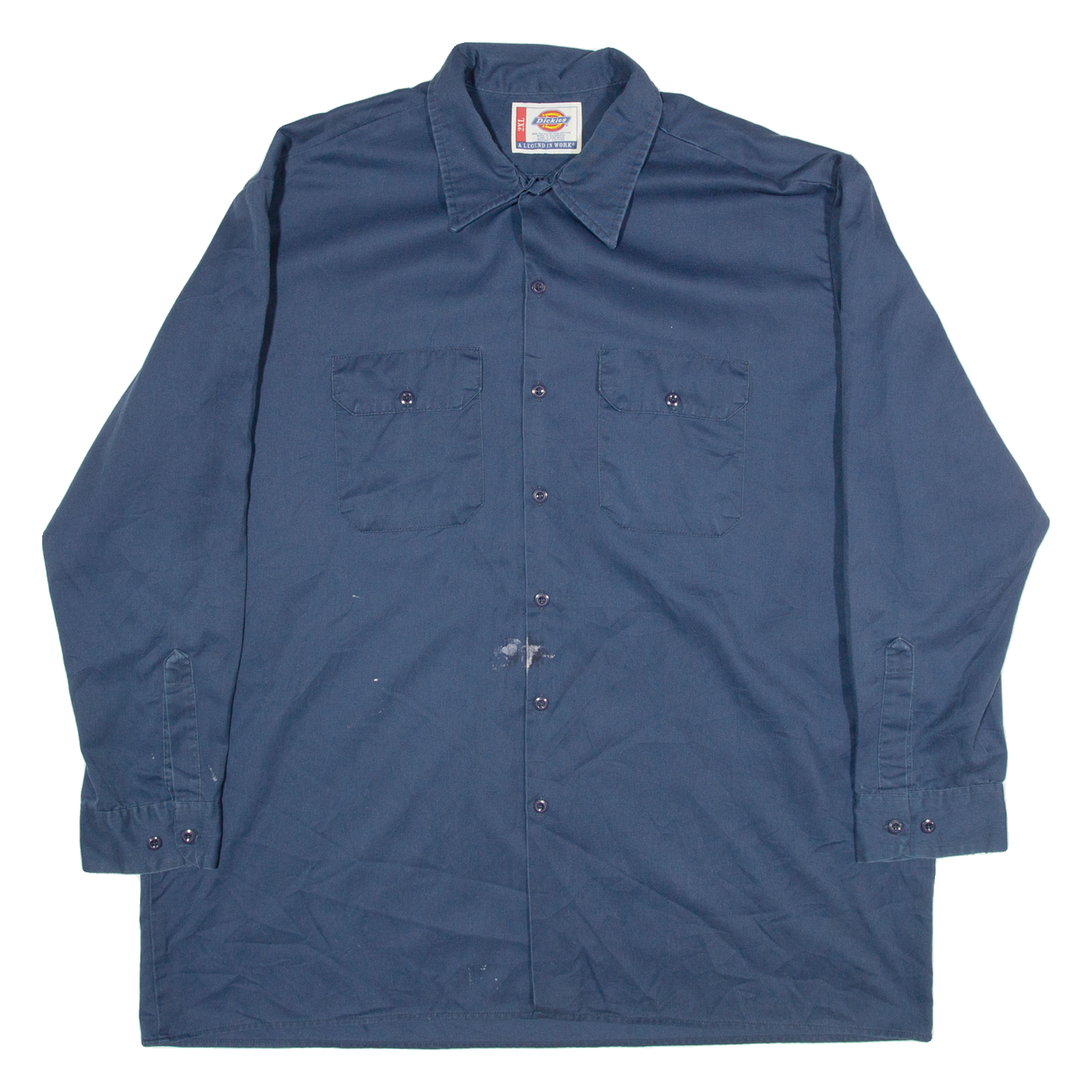 DICKIES Mens Worker Shirt Blue Long Sleeve 2XL Refurbished - N/A refurbished available on Cerqular