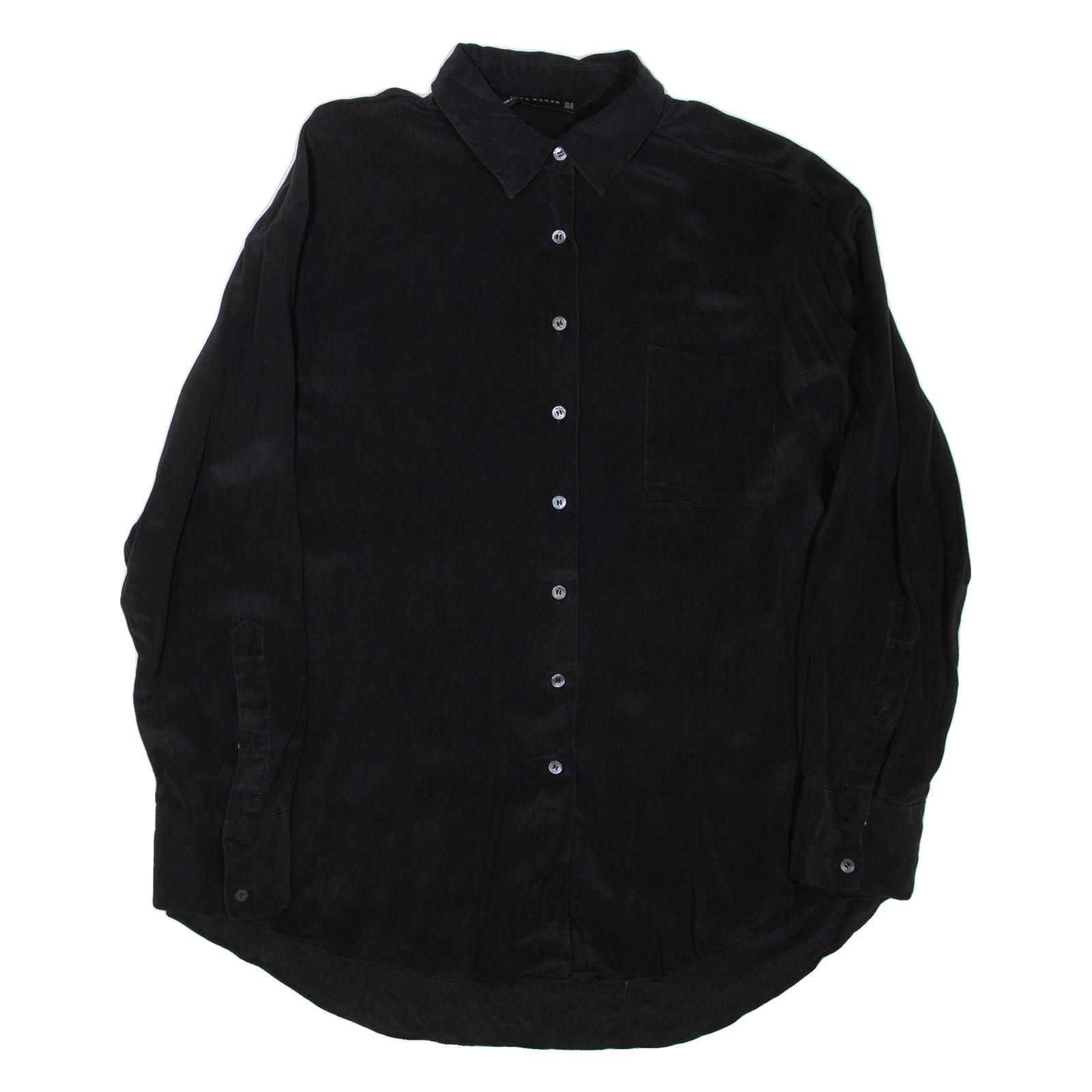ZARA Womens Shirt Black Collared Long Sleeve XS Refurbished - N/A refurbished available on Cerqular