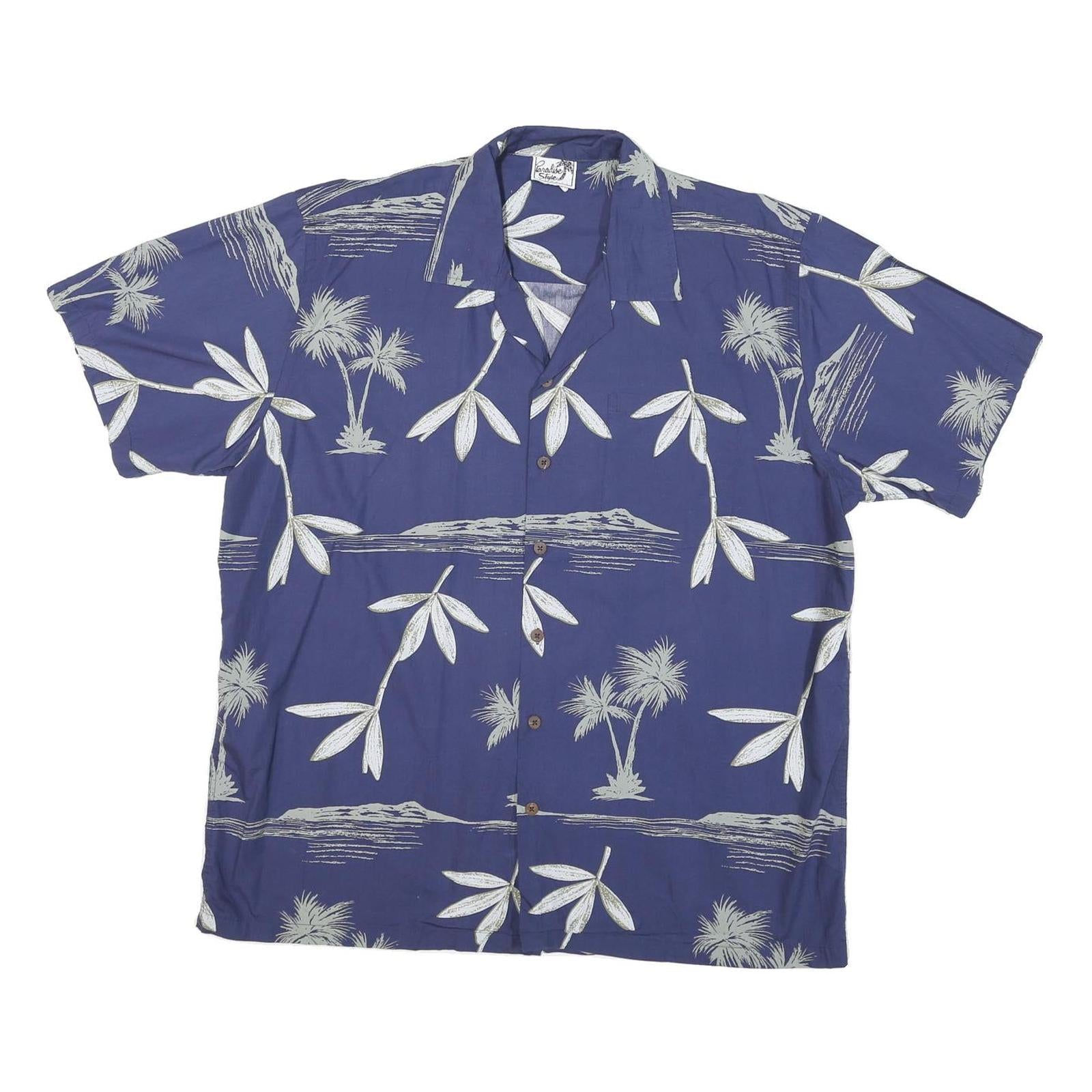 PARADISE STYLE Mens Blue Shirt M Cotton Blend Summer Casual Short Sleeve Refurbished - N/A refurbished available on Cerqular