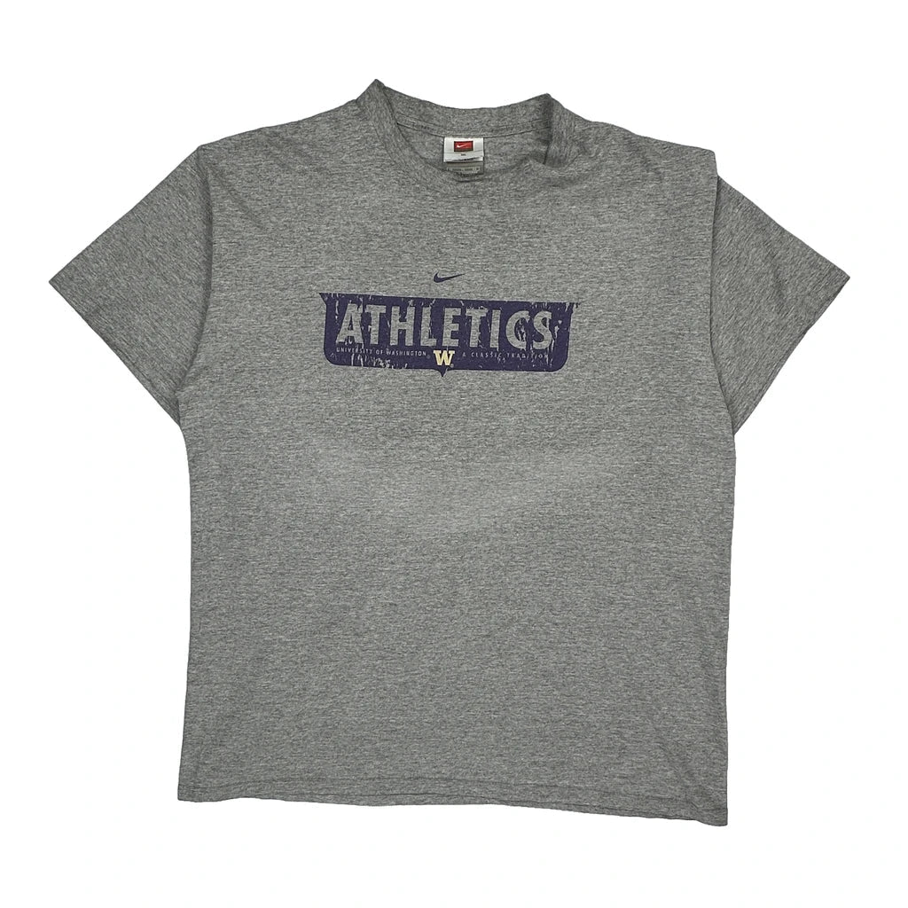 Buy University Of Washington Athletics Nike Graphic T-Shirt - XL Grey Cotton Refurbished - $44.21 University Of Washington Athletics Nike Graphic T-Shirt - XL Grey Cotton Refurbished - Thrifted (note: this is a term often used to describe second- refurbished available on Cerqular