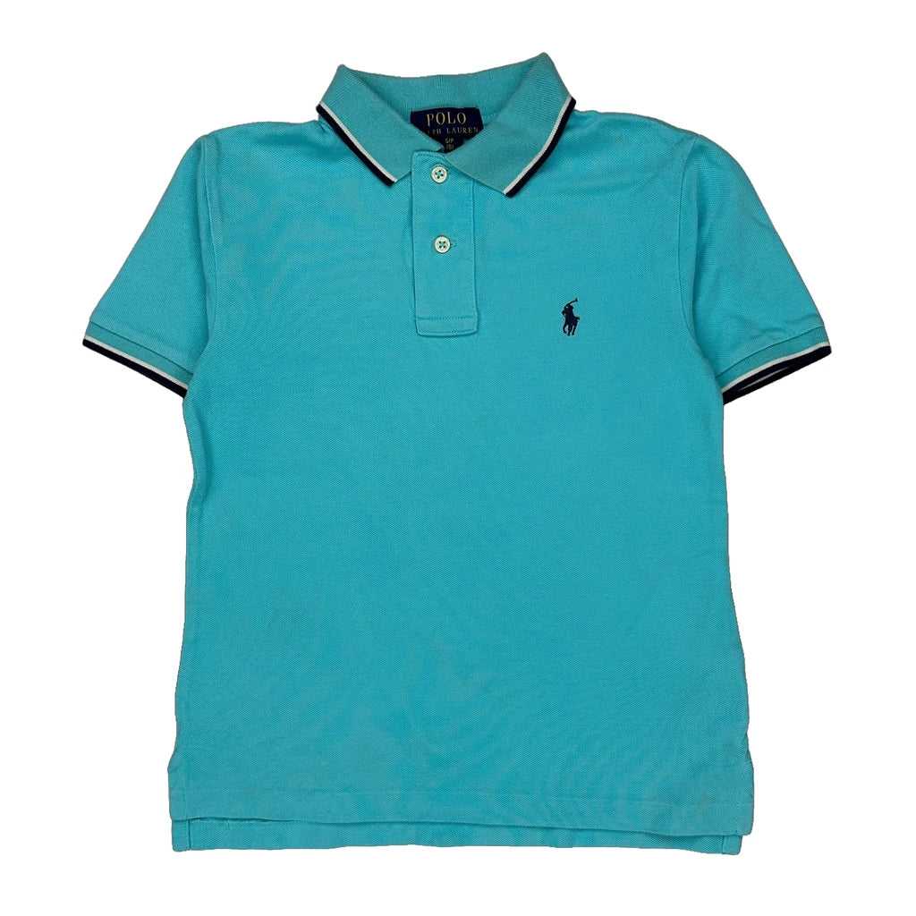 Age 8 Polo By Ralph Lauren Polo Shirt - Small Blue Cotton Refurbished - Thrifted (note: this is a term often used to describe second- refurbished available on Cerqular