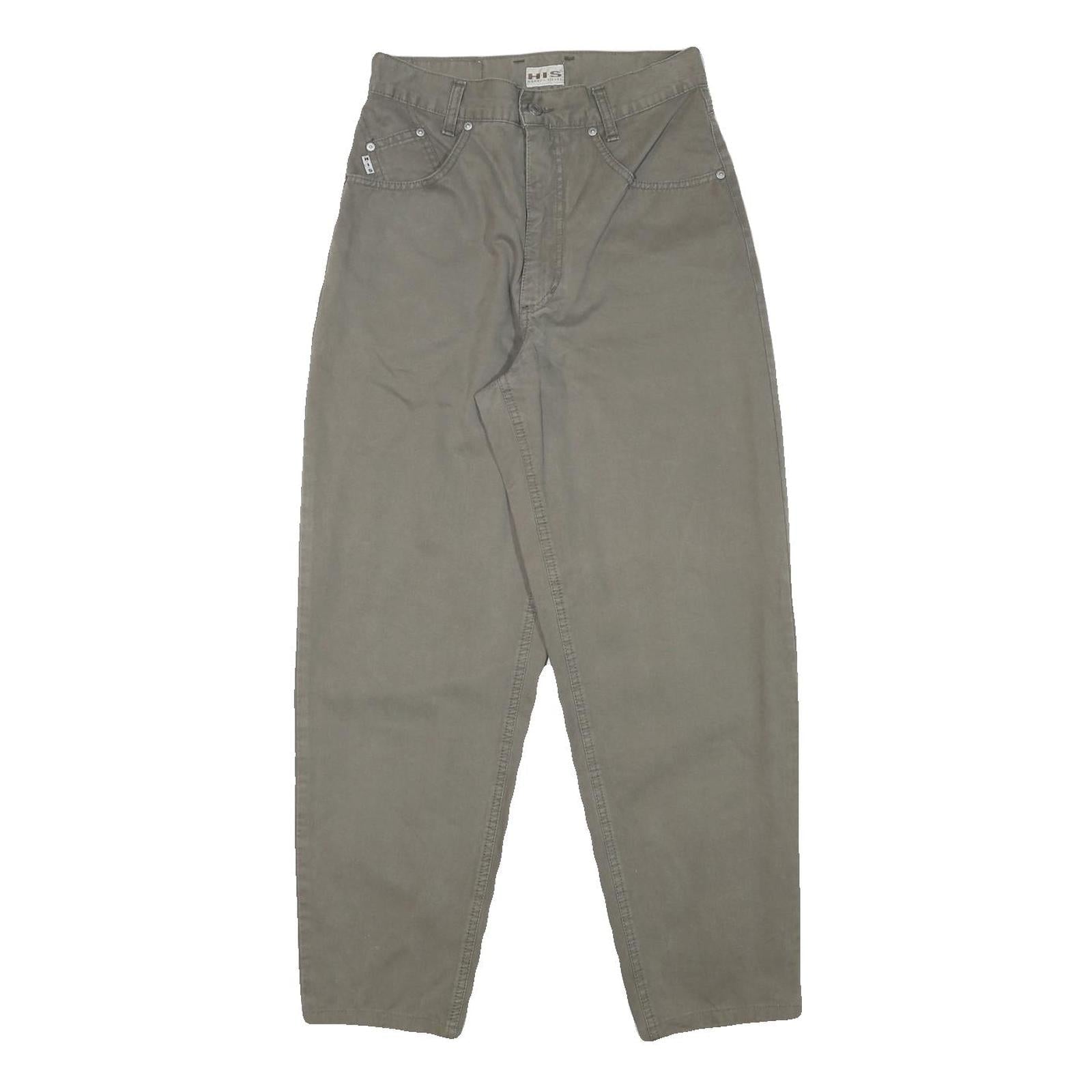 HIS Womens Cotton Blend Khaki Relaxed Tapered Trousers W26 L27 Casual Fit Zip Refurbished - N/A refurbished available on Cerqular