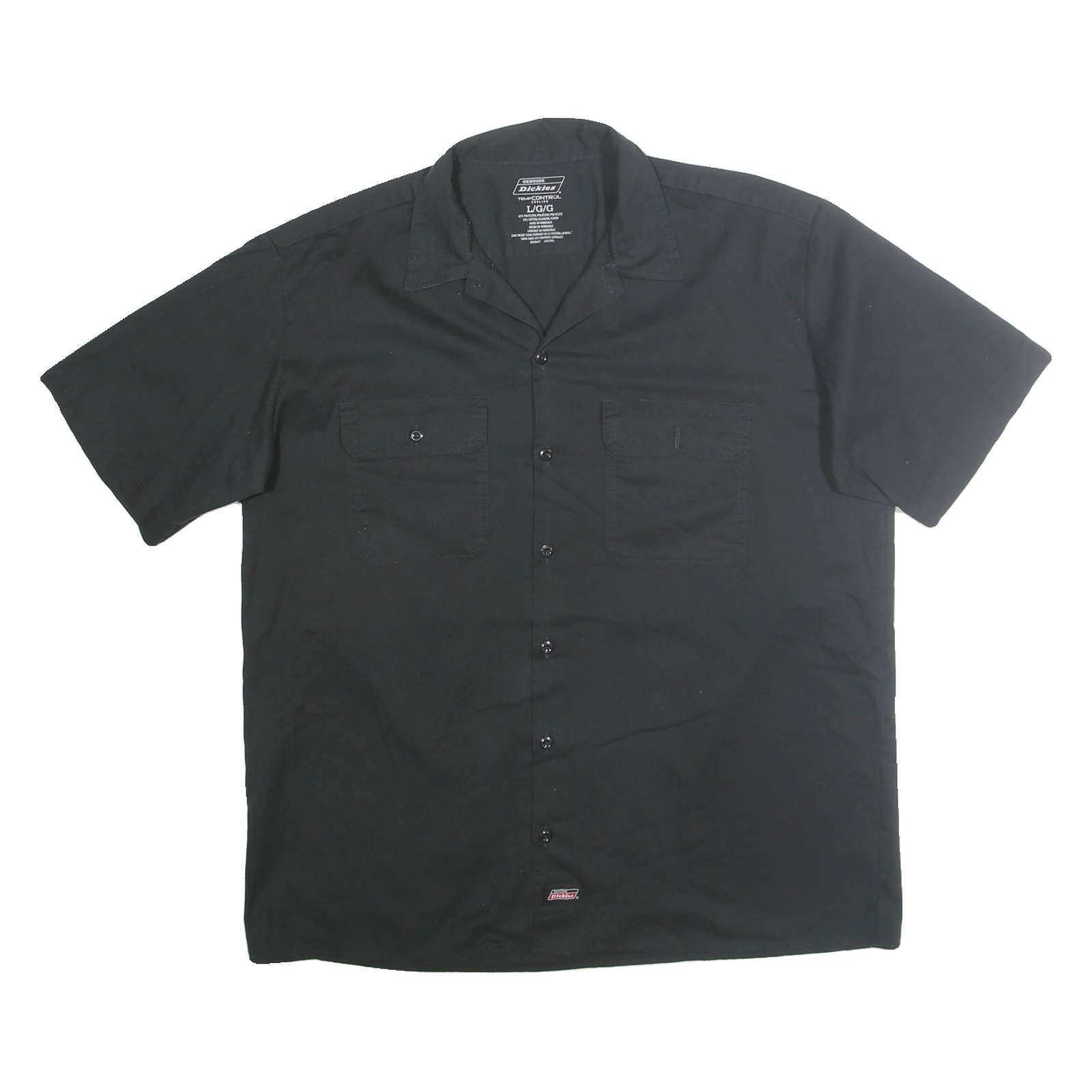 DICKIES Mens Black Cotton Blend Workwear Shirt L Button Front Pocket Casual Refurbished - N/A refurbished available on Cerqular
