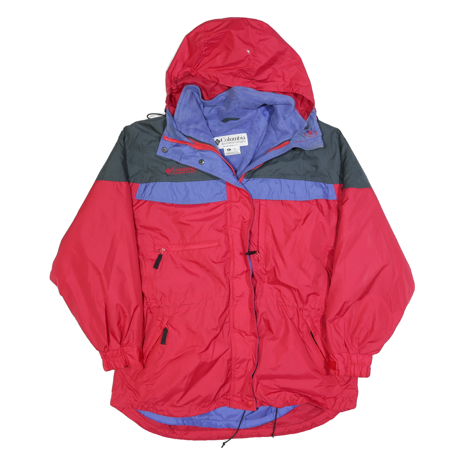 COLUMBIA Womens Red & Purple Outdoor Zip Jacket XL Polyester Blend Refurbished - N/A refurbished available on Cerqular