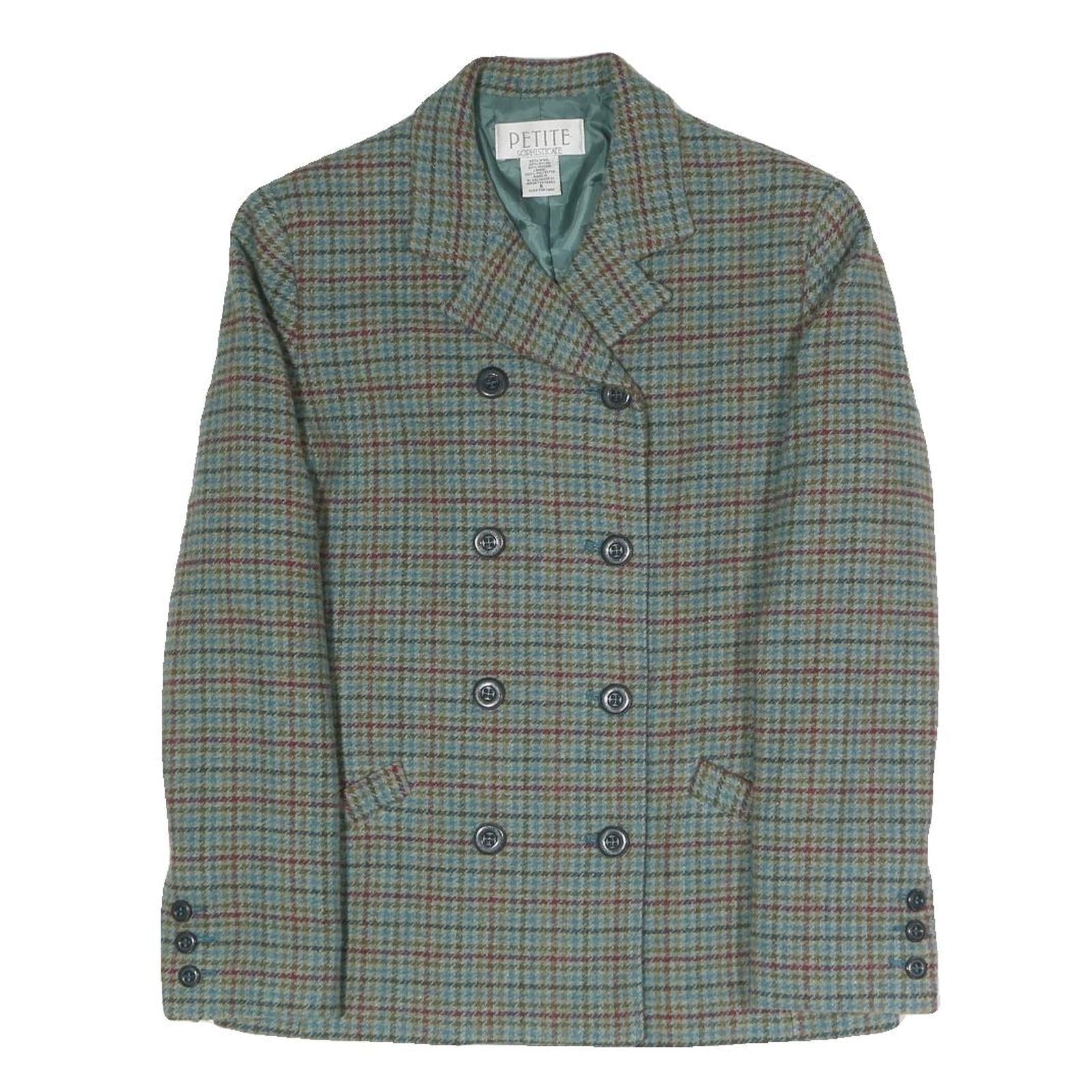 PETITE SOPHISTICATE Womens Blue Check Jacket UK 6 Polyester Blend Button Double Refurbished - N/A refurbished available on Cerqular