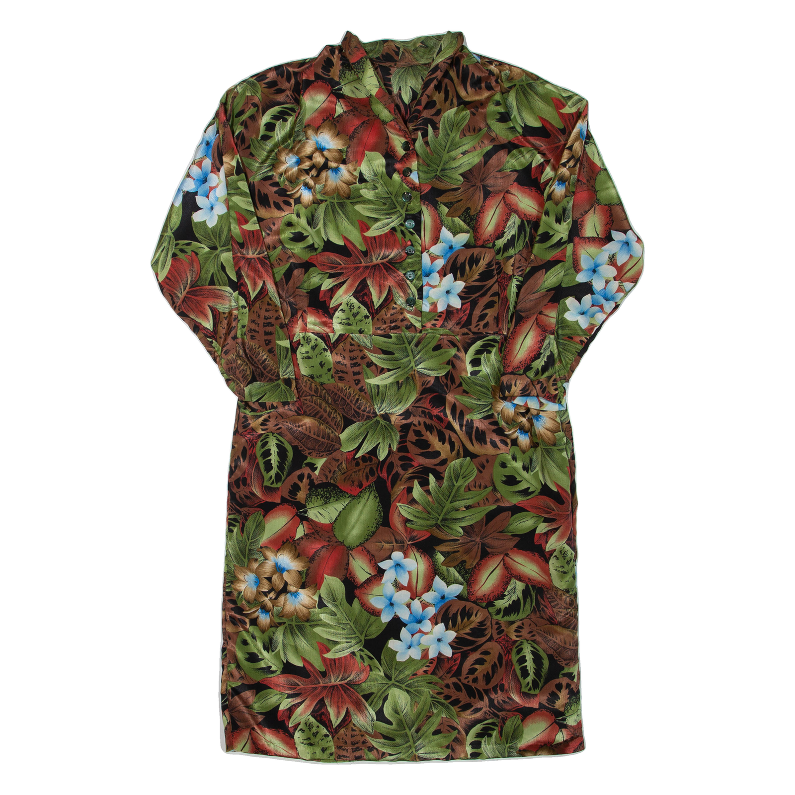 Womens Day Dress Green Floral Long Sleeve Knee Length L Refurbished - N/A refurbished available on Cerqular