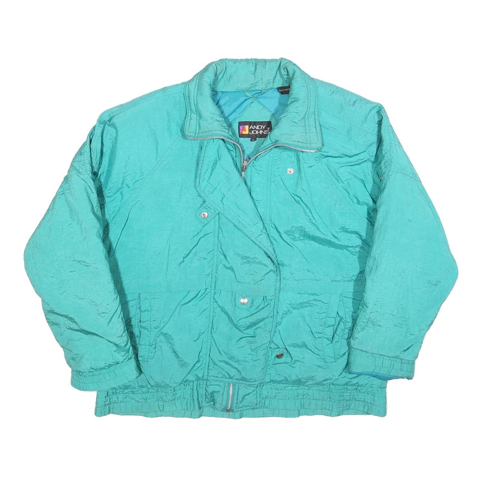 ANDY JOHNS Womens Turquoise Nylon Jacket L Zip Casual Lightweight Outerwear Refurbished - N/A refurbished available on Cerqular