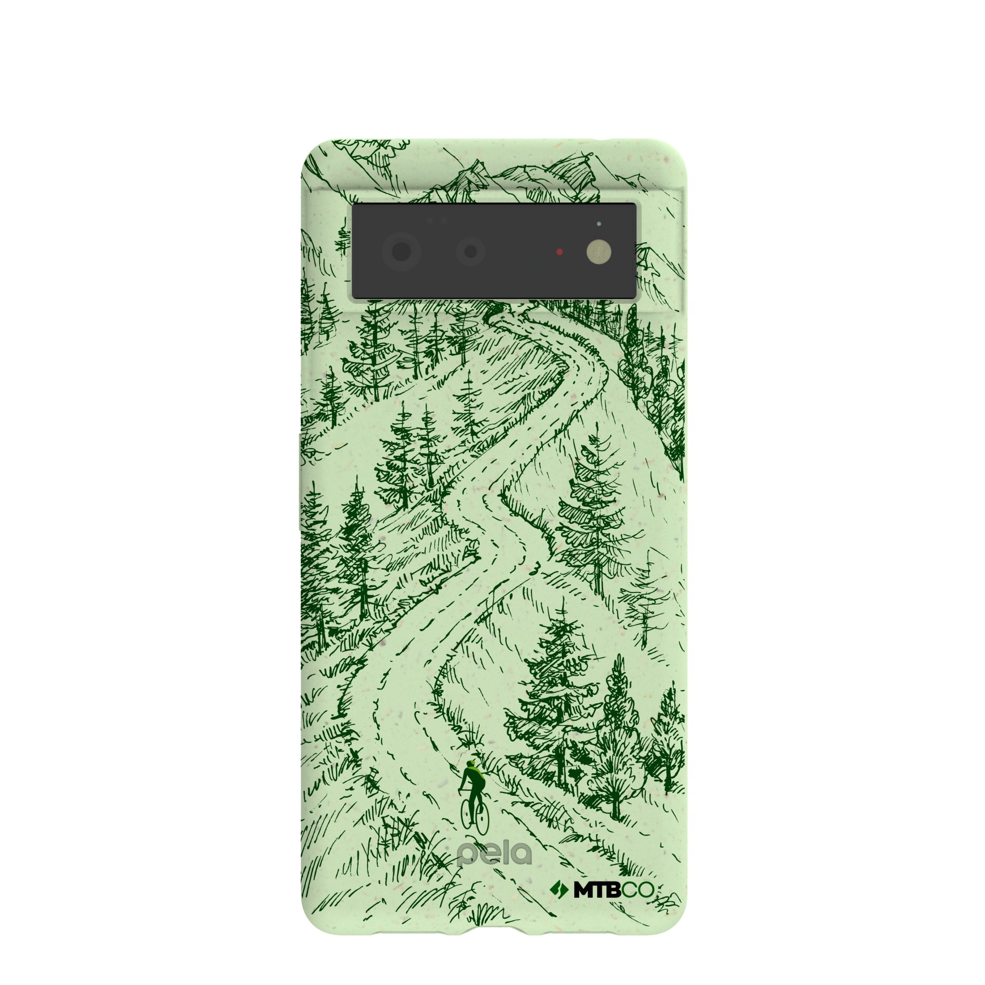 Sage Green Into the Mountains MTBCO Google Pixel 6 Case Refurbished - Pela Case refurbished available on Cerqular