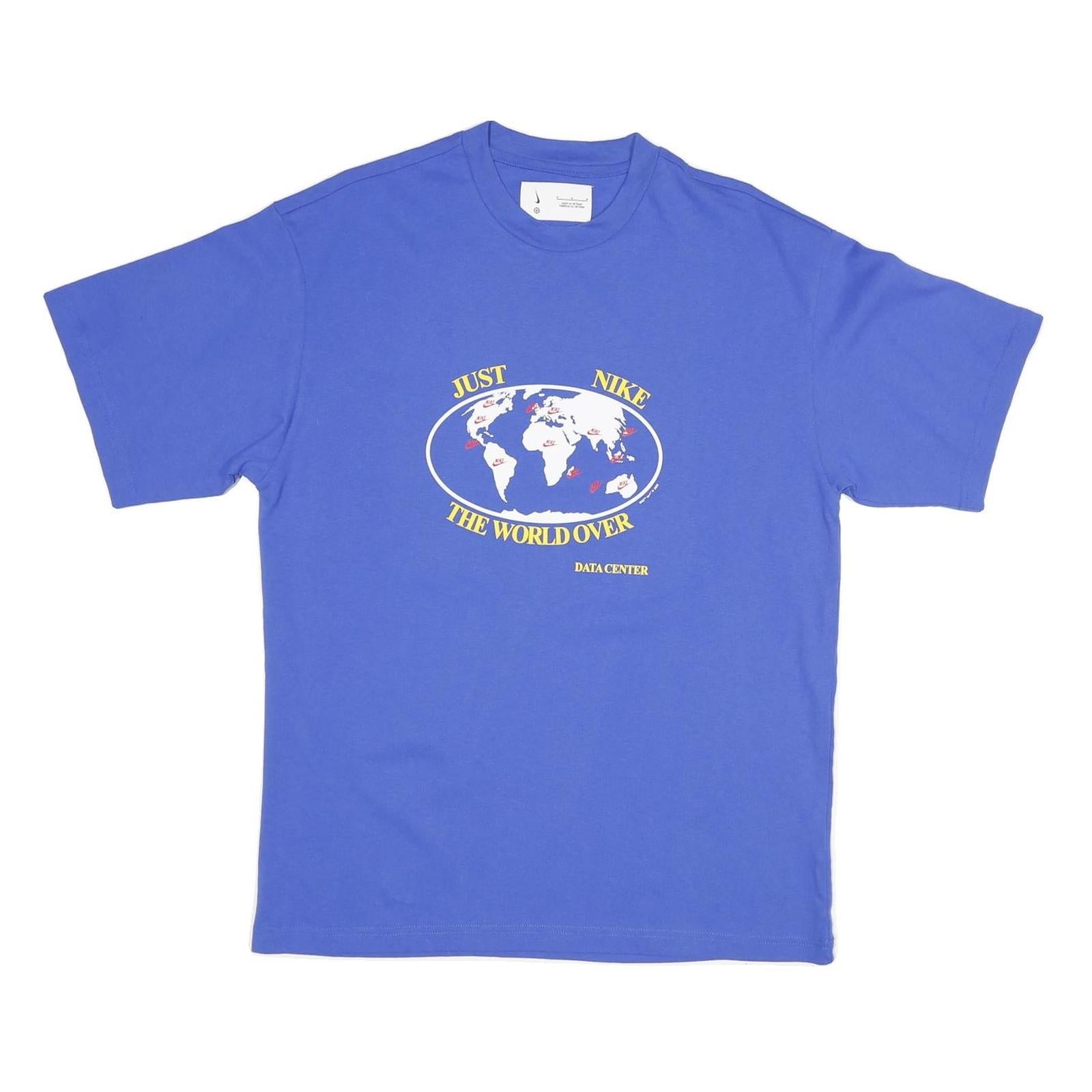 NIKE Mens Blue Graphic T-Shirt M Short Sleeve Crew Neck World Map Print Refurbished - N/A refurbished available on Cerqular
