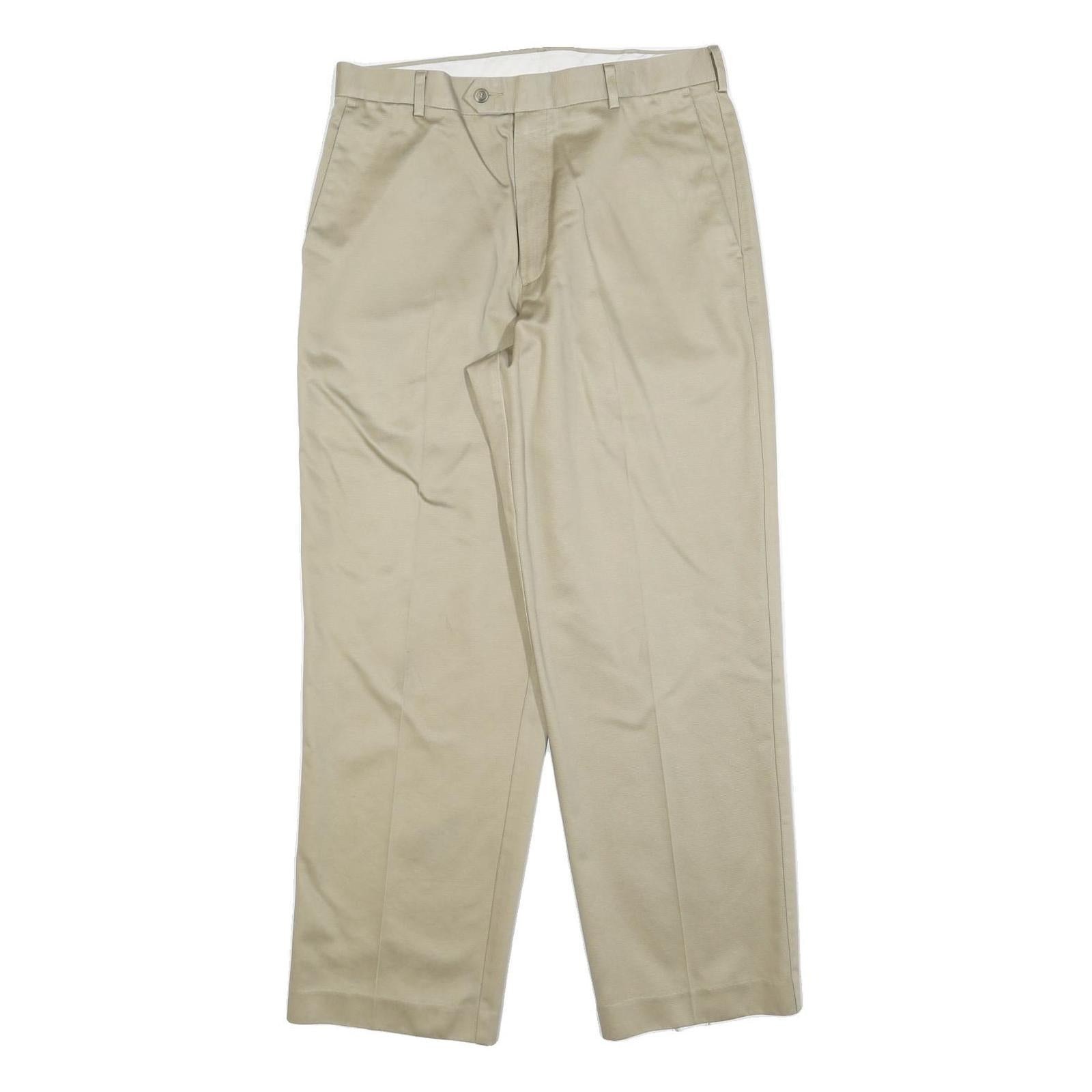 DOCKERS Mens Regular Beige Cotton Blend Trousers W32 L30 Classic Zip Closure Refurbished - N/A refurbished available on Cerqular