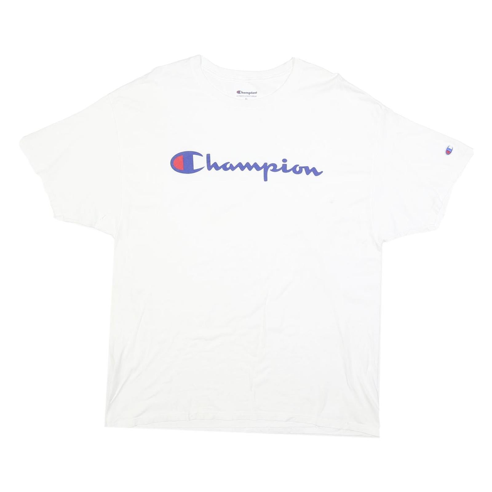 CHAMPION Mens White Cotton Blend Graphic T-Shirt XL Short Sleeve Crew Neck Refurbished - N/A refurbished available on Cerqular