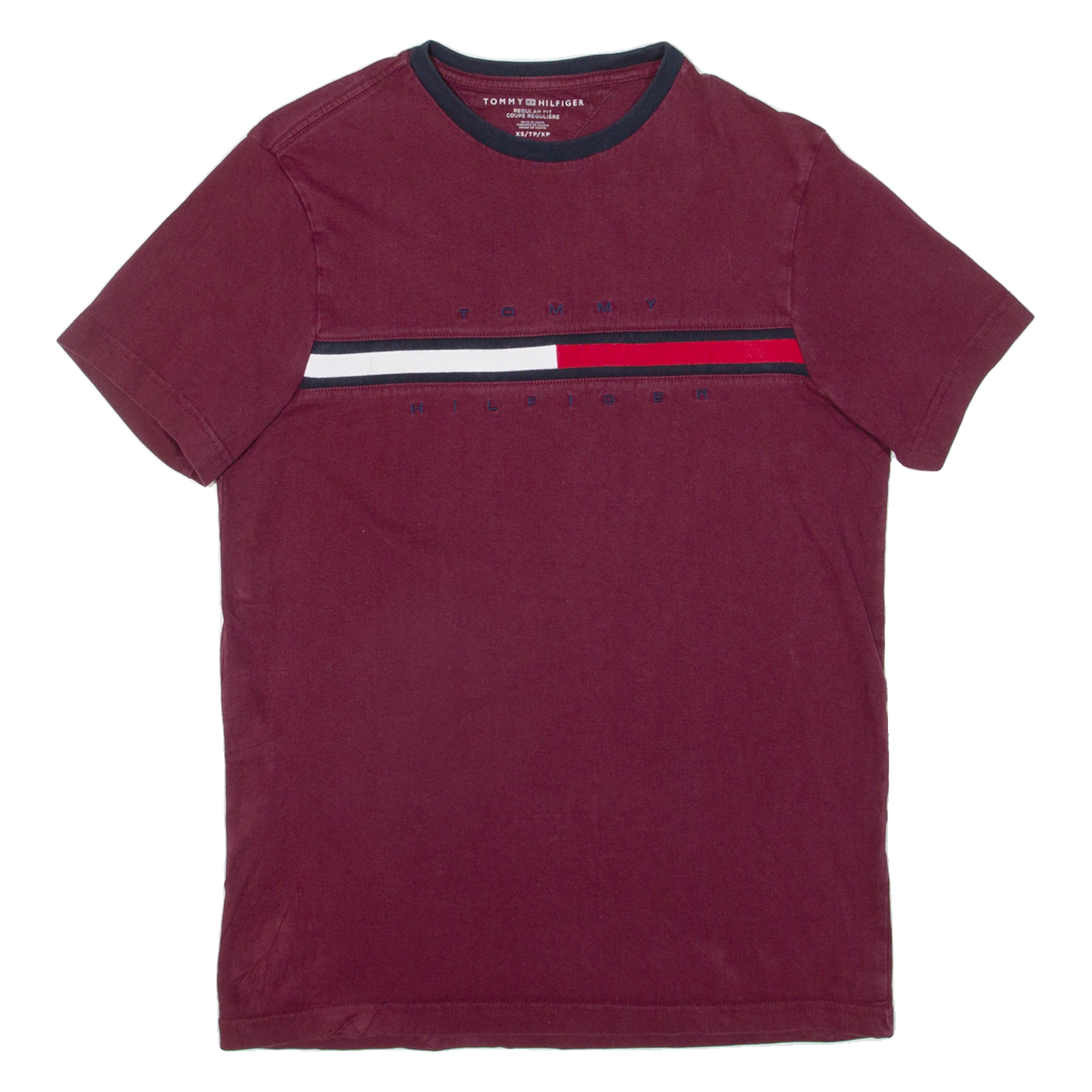 TOMMY HILFIGER Womens T-Shirt Maroon XS Refurbished - N/A refurbished available on Cerqular