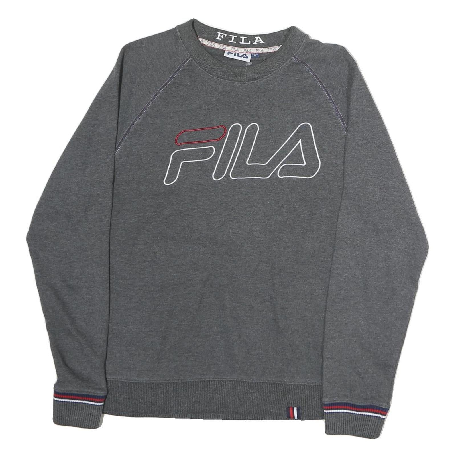 FILA Mens Grey Cotton Crew Neck M Sweatshirt Embroidered Logo Retro Style Refurbished - N/A refurbished available on Cerqular