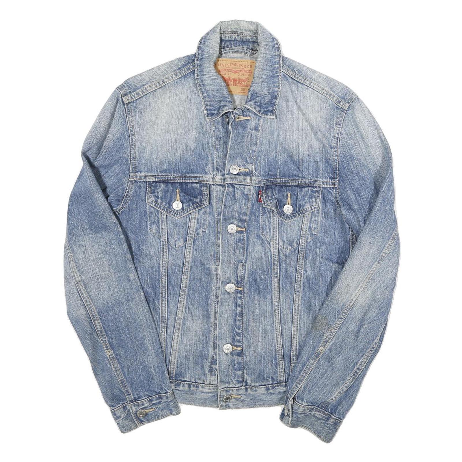 LEVI'S Mens Blue Denim Jacket S Cotton Blend Button Closure Classic Fit Casual Refurbished - N/A refurbished available on Cerqular