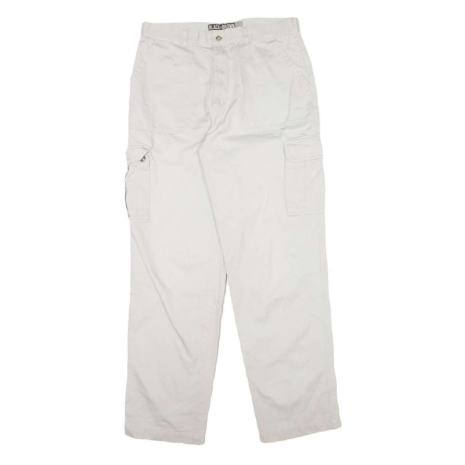 Womens White Cotton Regular Fit Straight Leg Trousers W33 L32 Utility Style Refurbished - N/A refurbished available on Cerqular