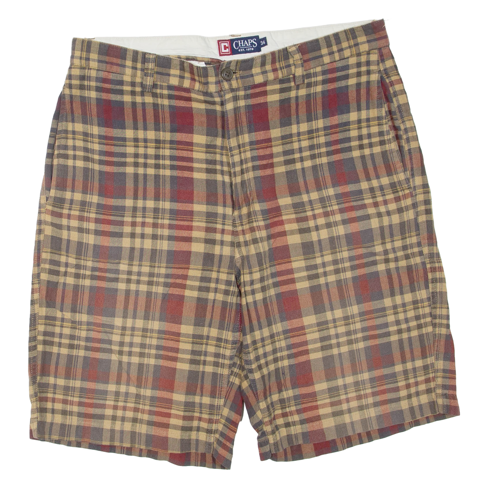 CHAPS Mens Chino Shorts Red Check M W34 Refurbished - N/A refurbished available on Cerqular