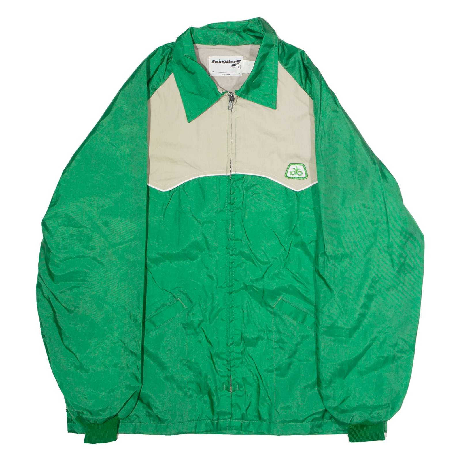 SWINGSTER Mens Windbreaker Jacket Green Nylon 80s Colourblock L Refurbished - N/A refurbished available on Cerqular