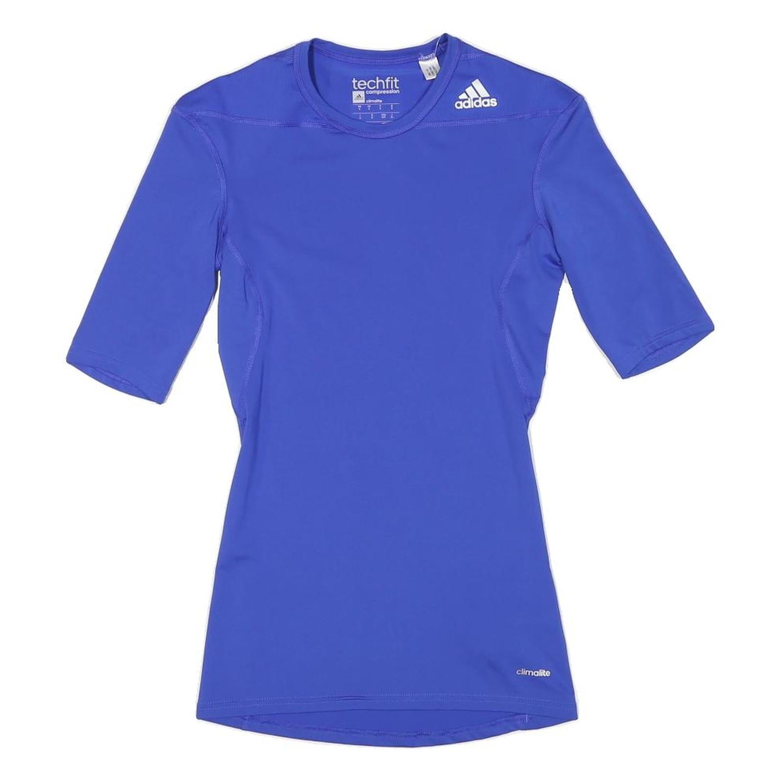 ADIDAS Womens Blue Techfit Compression S Short Sleeve Crew Neck Performance Refurbished - N/A refurbished available on Cerqular