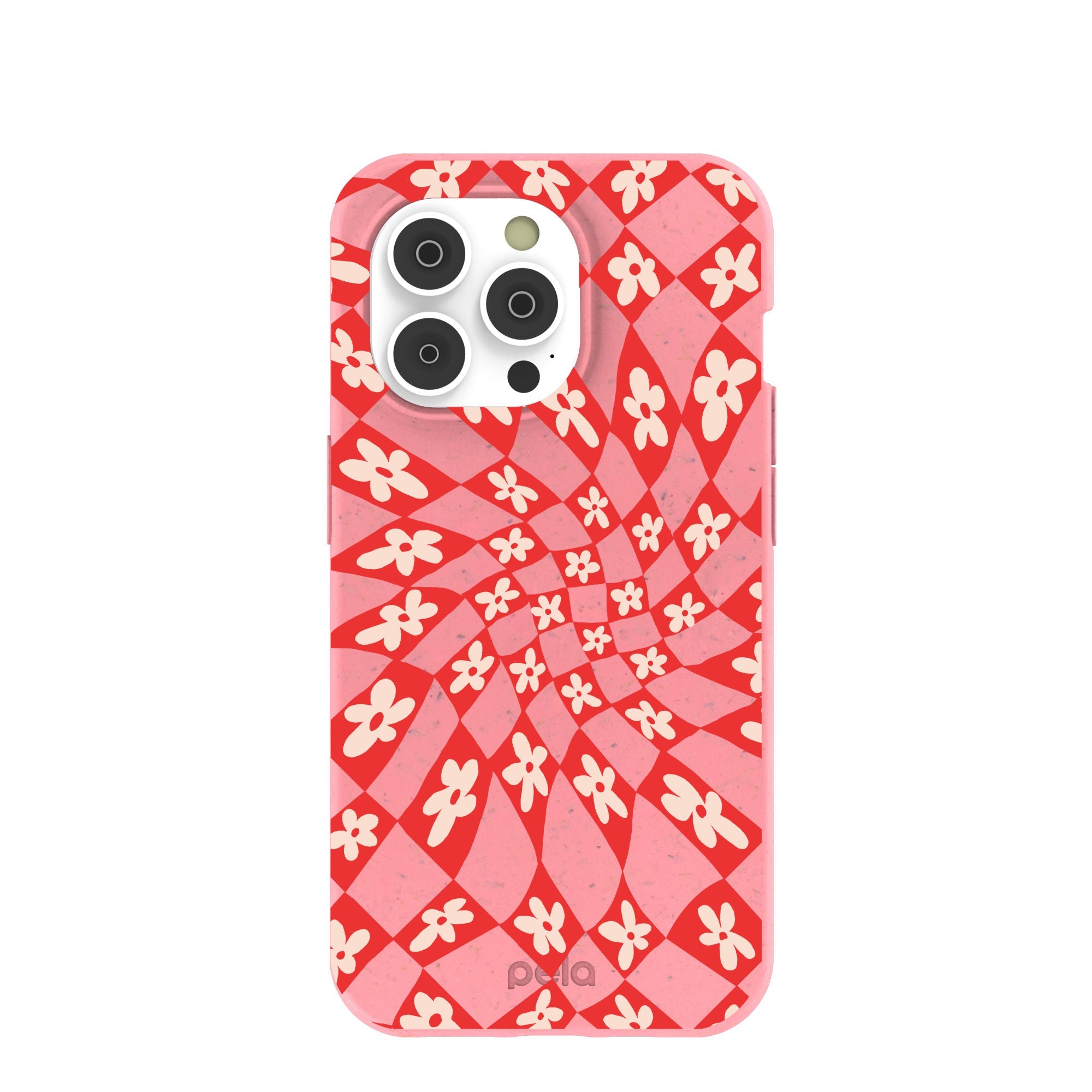 Bubblegum Pink Funky Fleurs iPhone 14 Pro Case Refurbished - Pela Case refurbished available on Cerqular