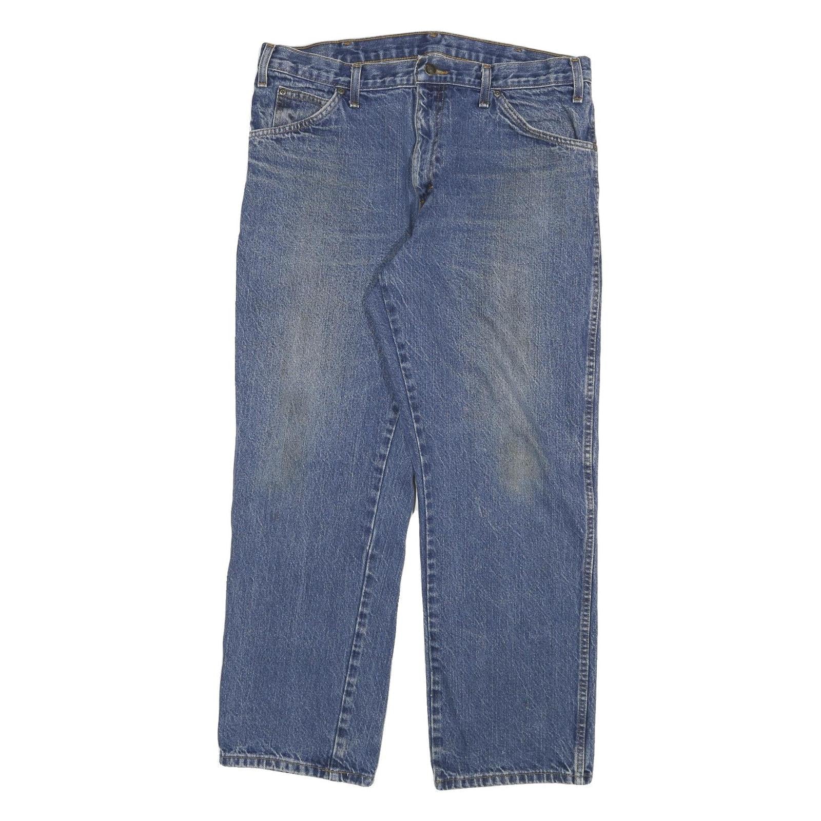 DICKIES Mens Blue Regular Fit Straight Leg Denim Rinse W34 L28 Cotton Blend Zip Refurbished - N/A refurbished available on Cerqular