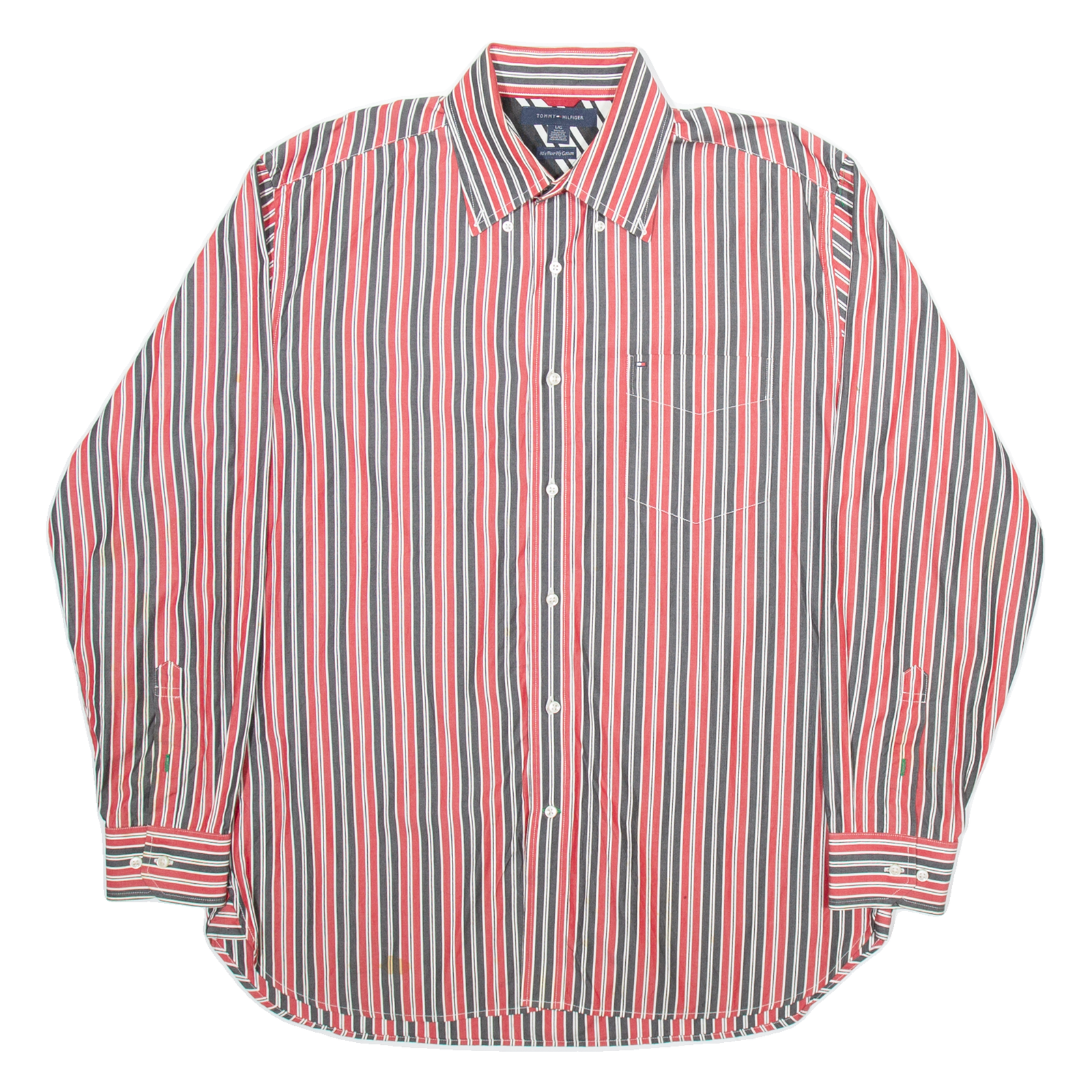 TOMMY HILFIGER Mens Shirt Red Striped Long Sleeve L Refurbished - N/A refurbished available on Cerqular