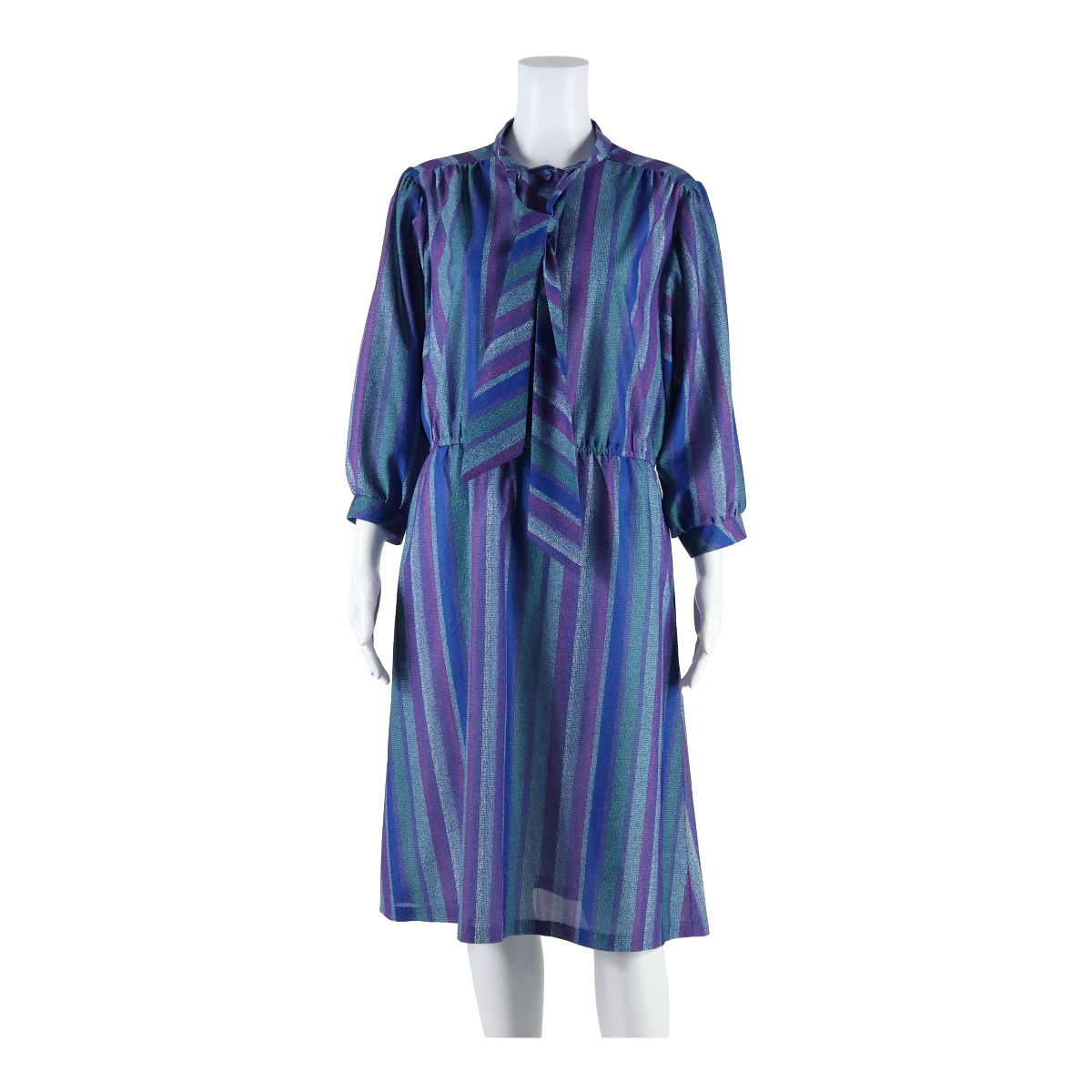 Womens A-Line Dress Purple Striped Long Sleeve Long M Refurbished - N/A refurbished available on Cerqular