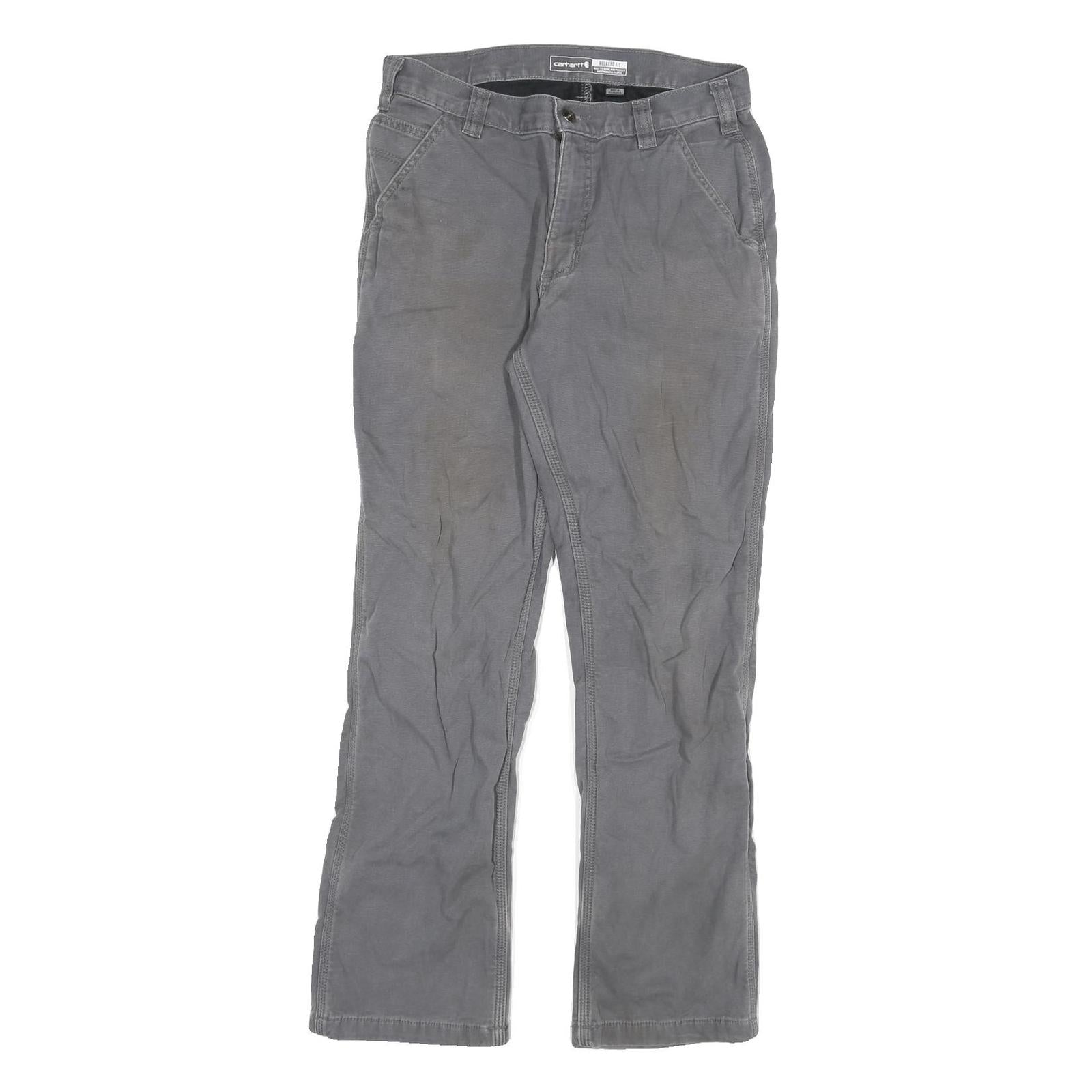 CARHARTT Mens Cotton Blend Grey Relaxed Straight Trousers W30 L30 Workwear Refurbished - N/A refurbished available on Cerqular