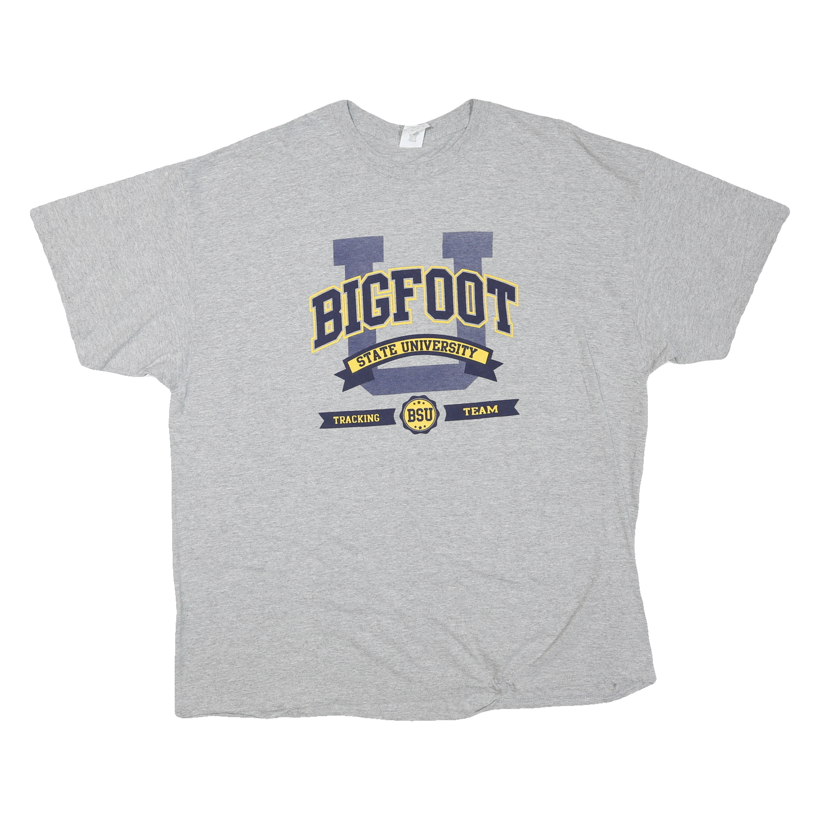 GILDAN Mens Grey Bigfoot State University Graphic T-Shirt 2XL Short Sleeve Crew Refurbished - N/A refurbished available on Cerqular