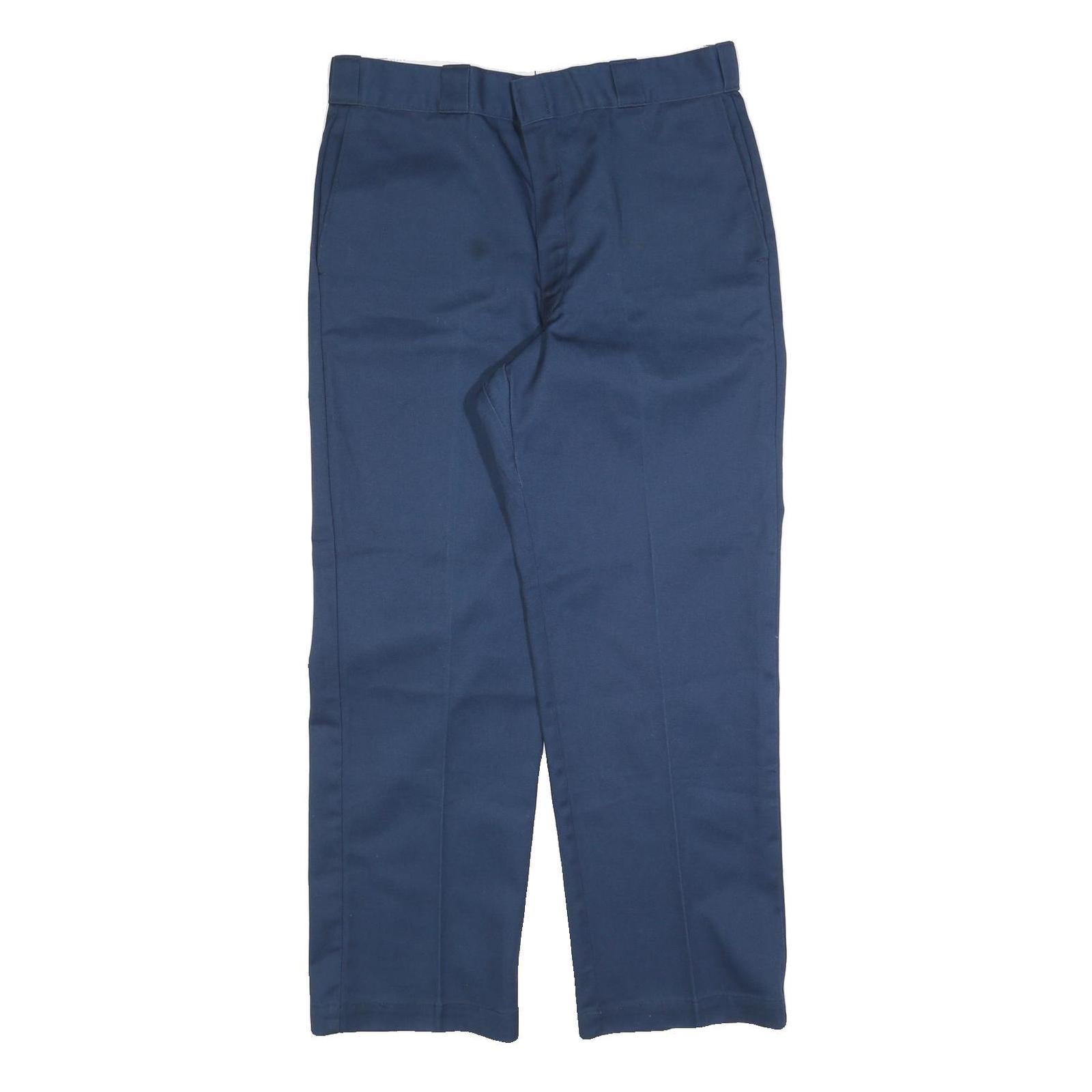 DICKIES Mens Cotton Blend Navy Regular Straight Trousers W36 L30 Workwear Zip Refurbished - N/A refurbished available on Cerqular