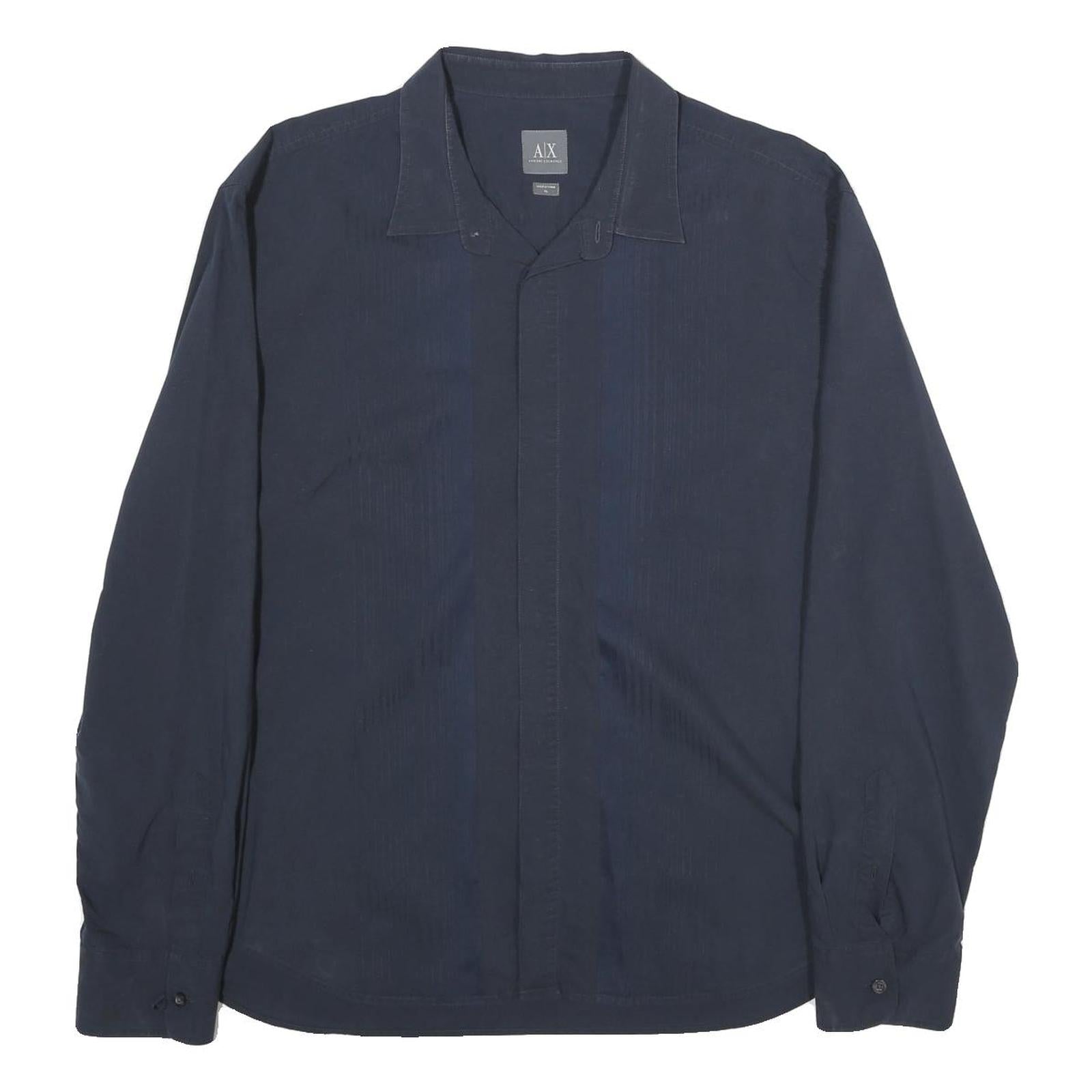 ARMANI EXCHANGE Mens Blue Shirt XL Cotton Long Sleeve Button Closure Classic Fit Refurbished - N/A refurbished available on Cerqular