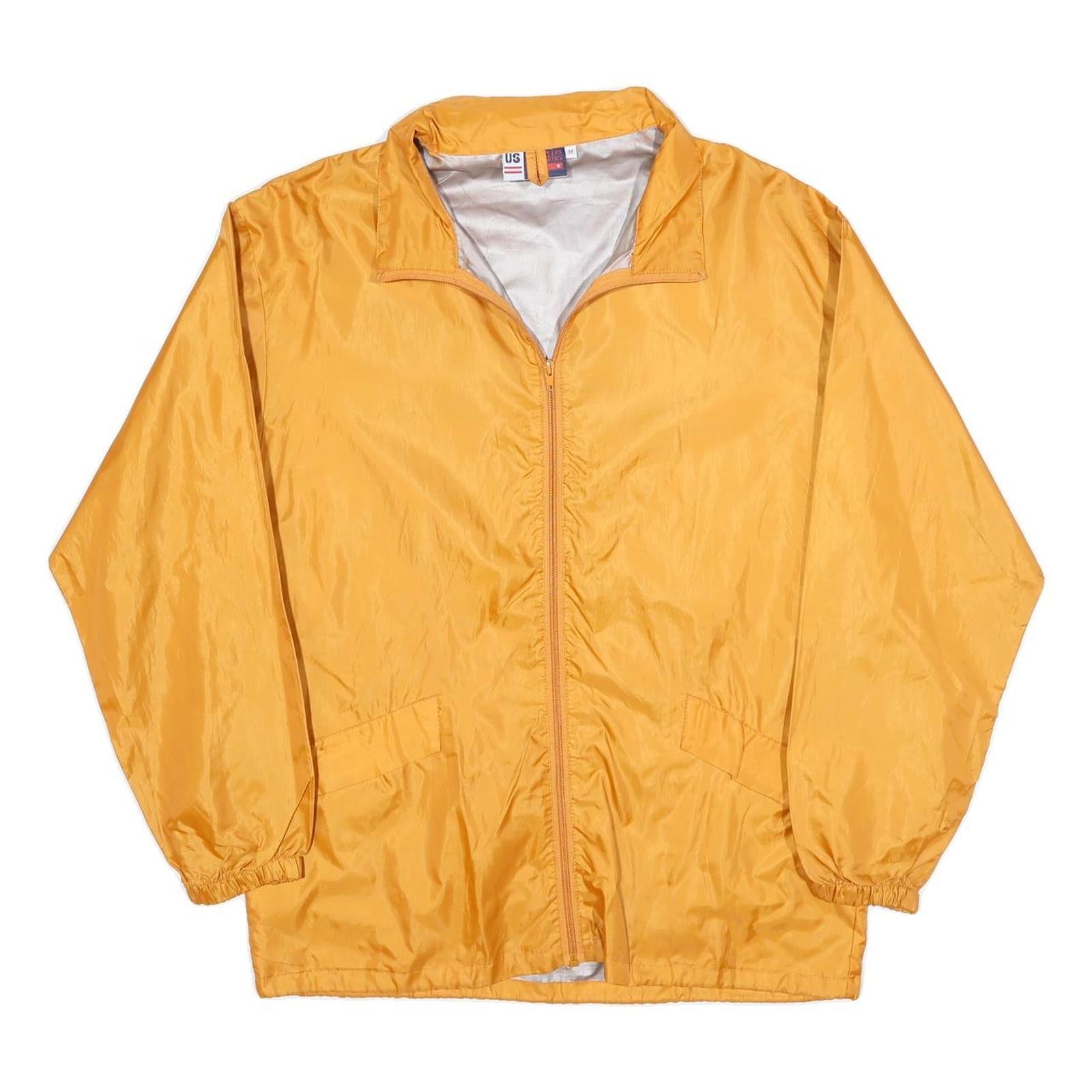 US BASIC Mens Yellow Nylon Zip Jacket M Plain Lightweight Casual Windbreaker Refurbished - N/A refurbished available on Cerqular
