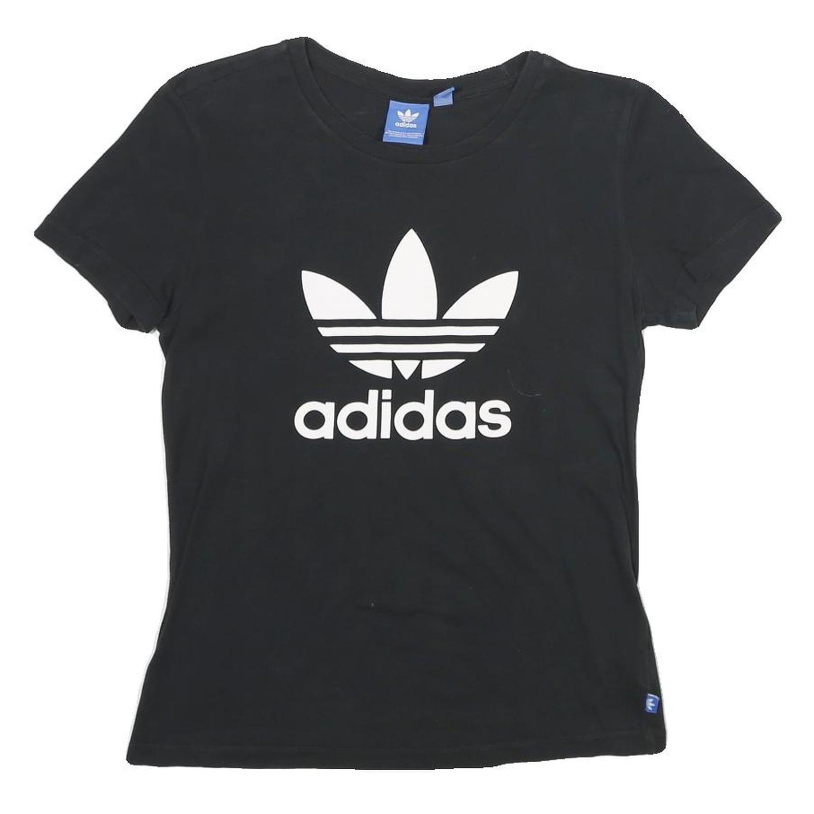 ADIDAS Womens Black Graphic T-Shirt UK 10 Short Sleeve Crew Neck Logo Refurbished - N/A refurbished available on Cerqular