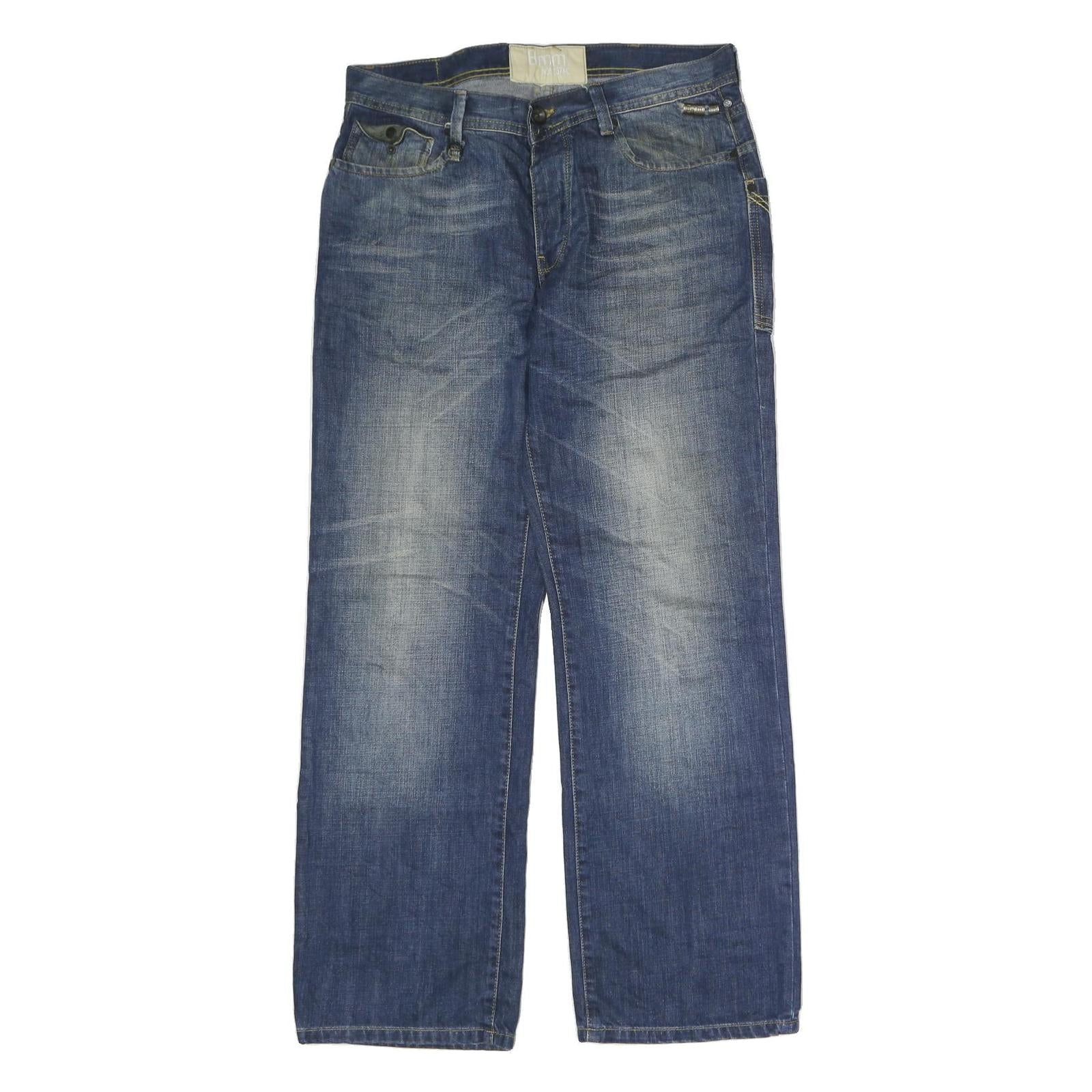 BMM Mens Jeans Blue Regular Straight Denim Medium W33 L32 Button Cotton Refurbished - N/A refurbished available on Cerqular