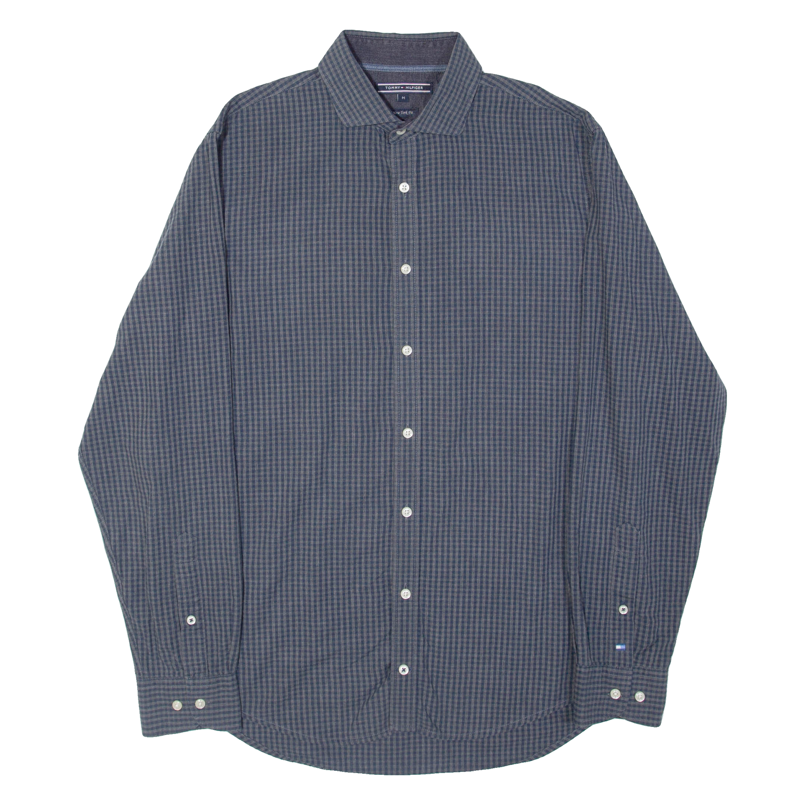 TOMMY HILFIGER New York Fit Mens Shirt Blue Gingham Long Sleeve M Refurbished - N/A refurbished available on Cerqular