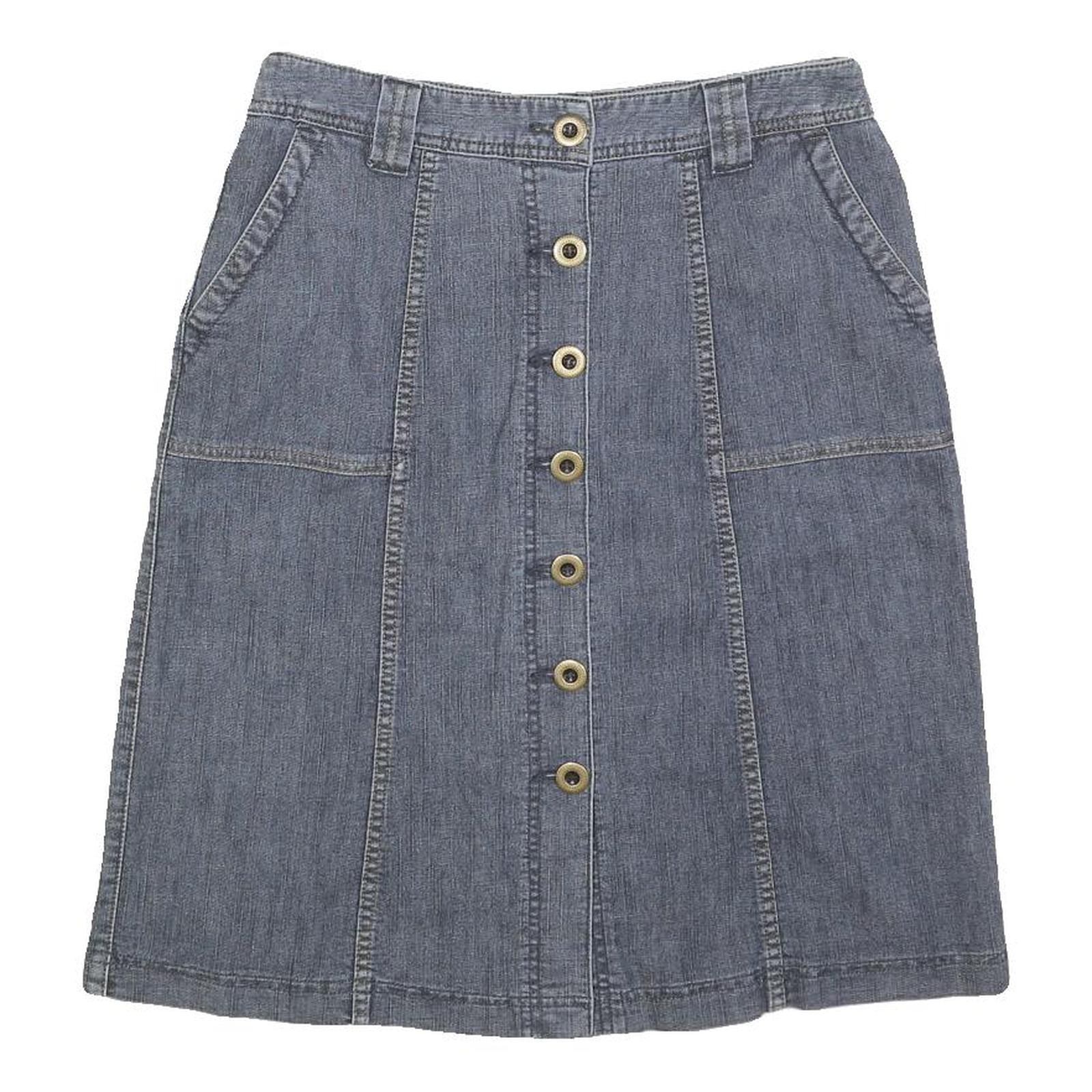 CLEO Womens Blue Denim Button Front Mini Cotton Blend Skirt Size S Casual Refurbished - N/A refurbished available on Cerqular