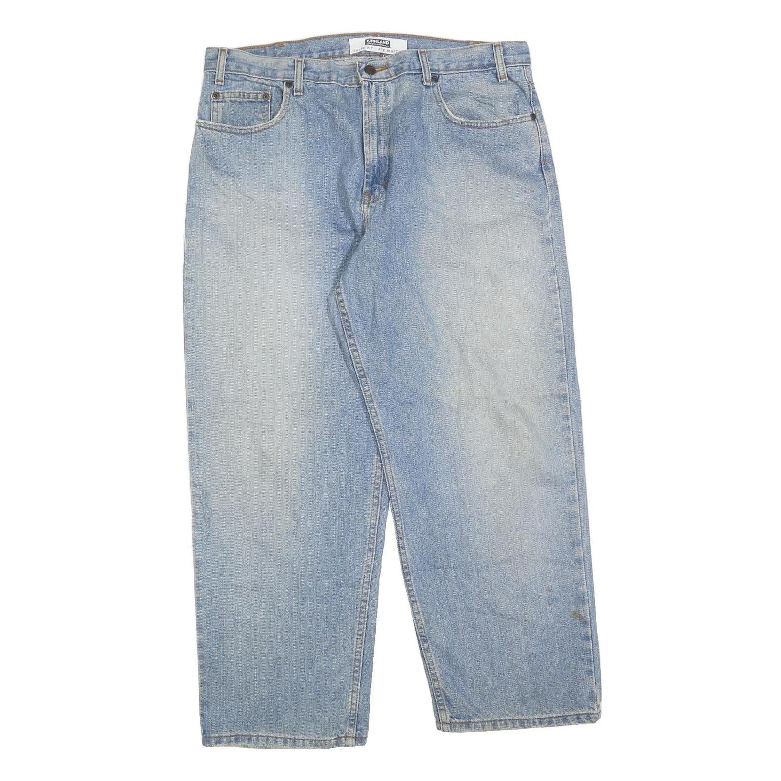 KIRKLAND Mens Loose Fit Blue Denim Jeans W38 L30 Casual Classic Cotton Blend Zip Refurbished - N/A refurbished available on Cerqular