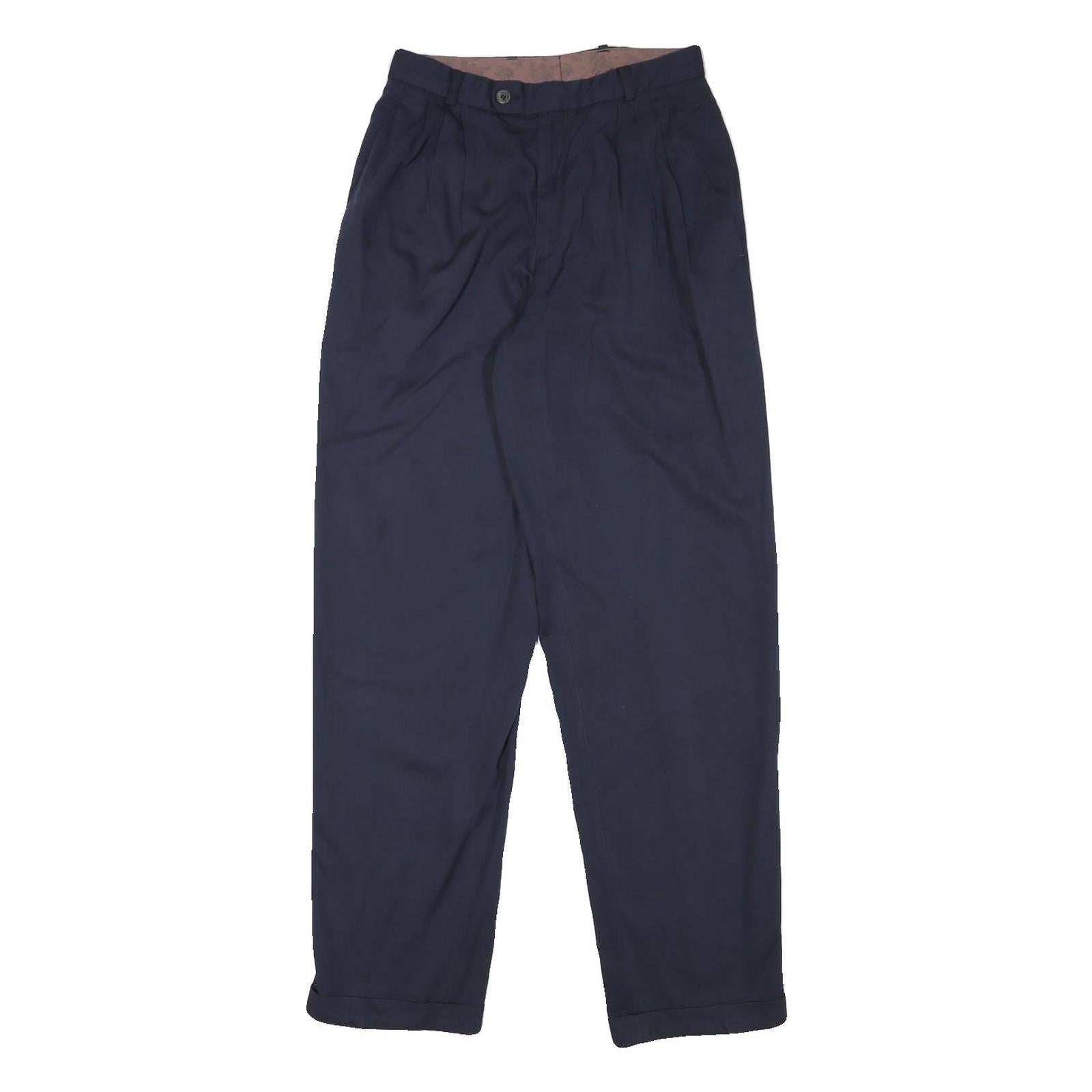 Mens Relaxed Navy Blue Polyester Blend Trousers Zip Closure W26 L30 Casual Smart Refurbished - N/A refurbished available on Cerqular