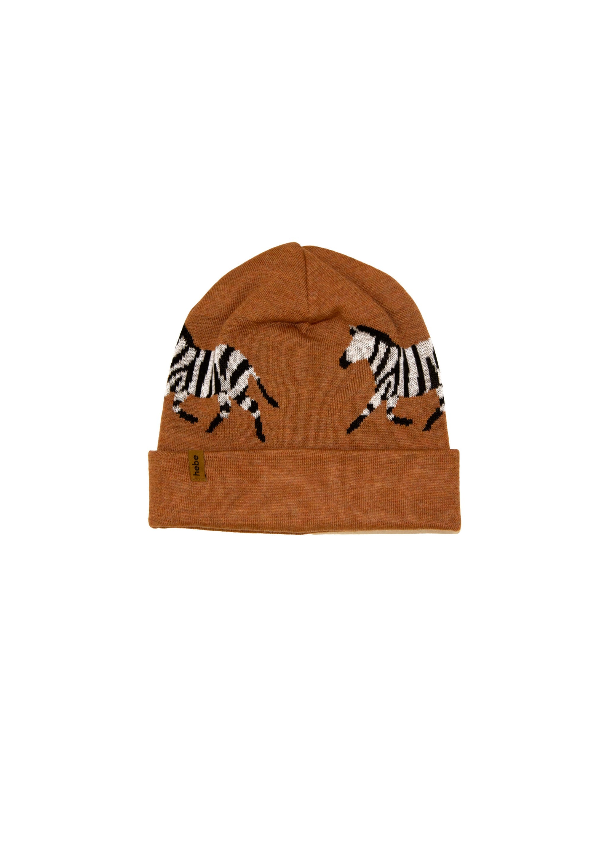 Merino wool kids hat - Brown with Zebra | Size: 6-12 years Refurbished - N/A (Note: This brand may not be well-known globally refurbished available on Cerqular