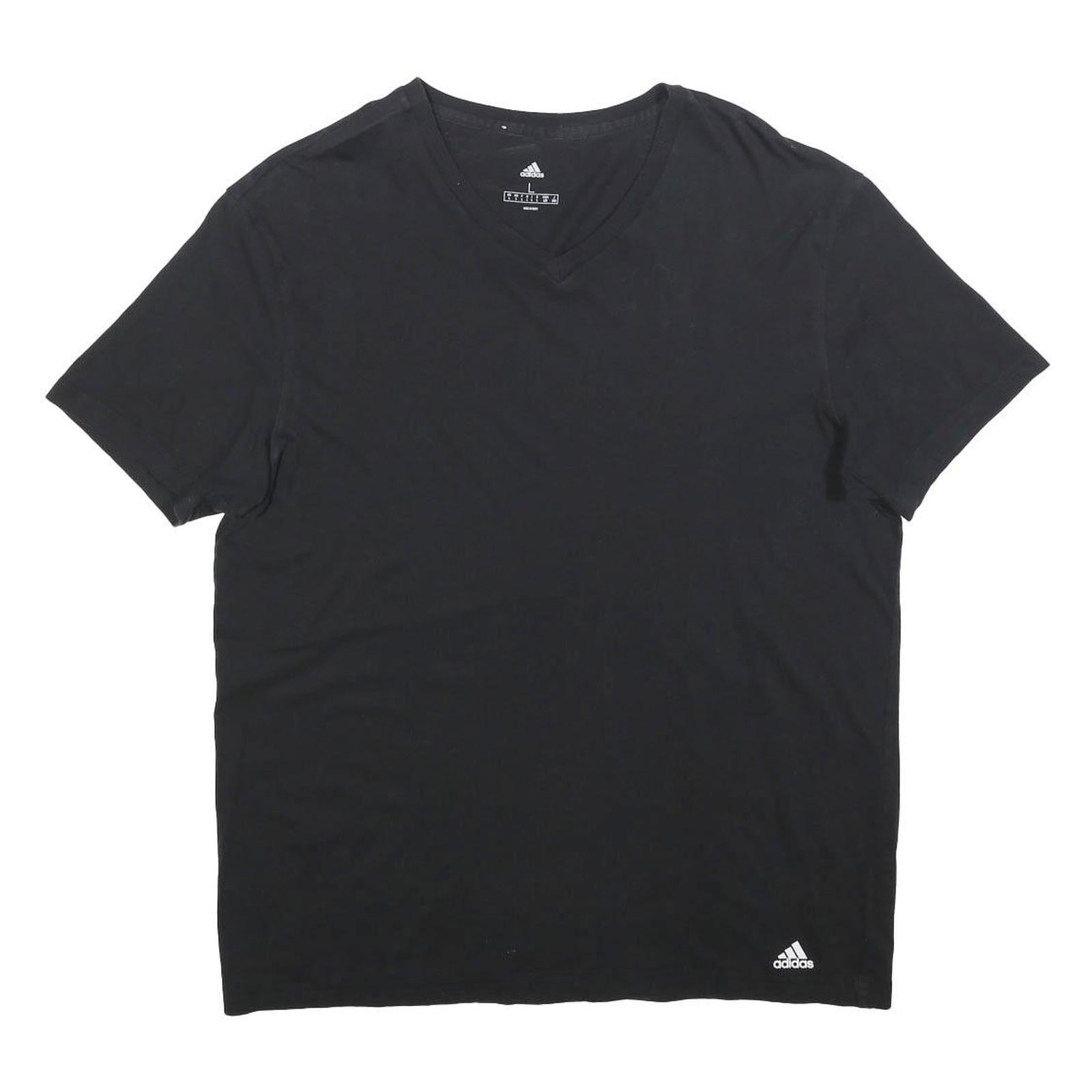 ADIDAS Mens Black V-Neck T-Shirt L Cotton Blend Casual Sportswear Refurbished - N/A refurbished available on Cerqular
