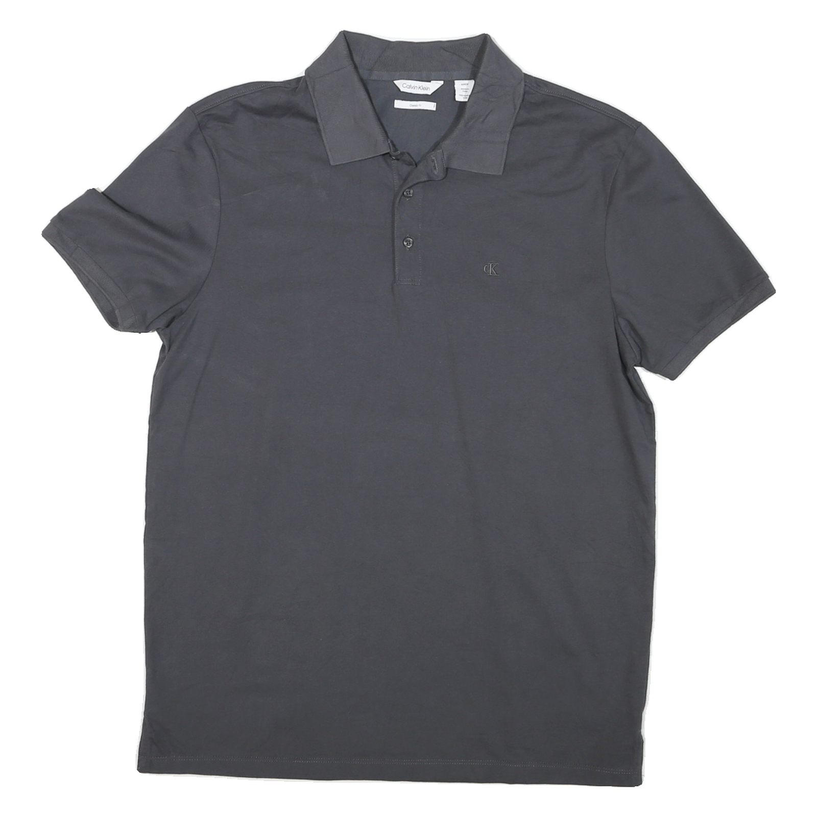 CALVIN KLEIN Mens Grey Short Sleeve Plain Polo Shirt S Cotton Casual Refurbished - N/A refurbished available on Cerqular