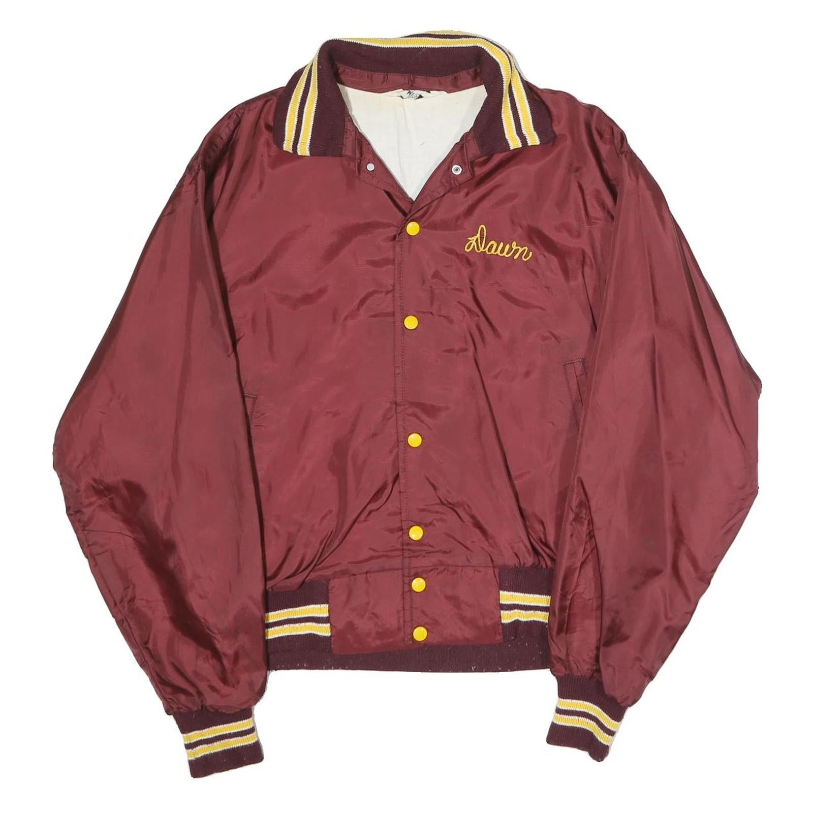 WEST WIND Mens Maroon Nylon Button Jacket L Plain Classic Retro Casual Vintage Refurbished - N/A refurbished available on Cerqular