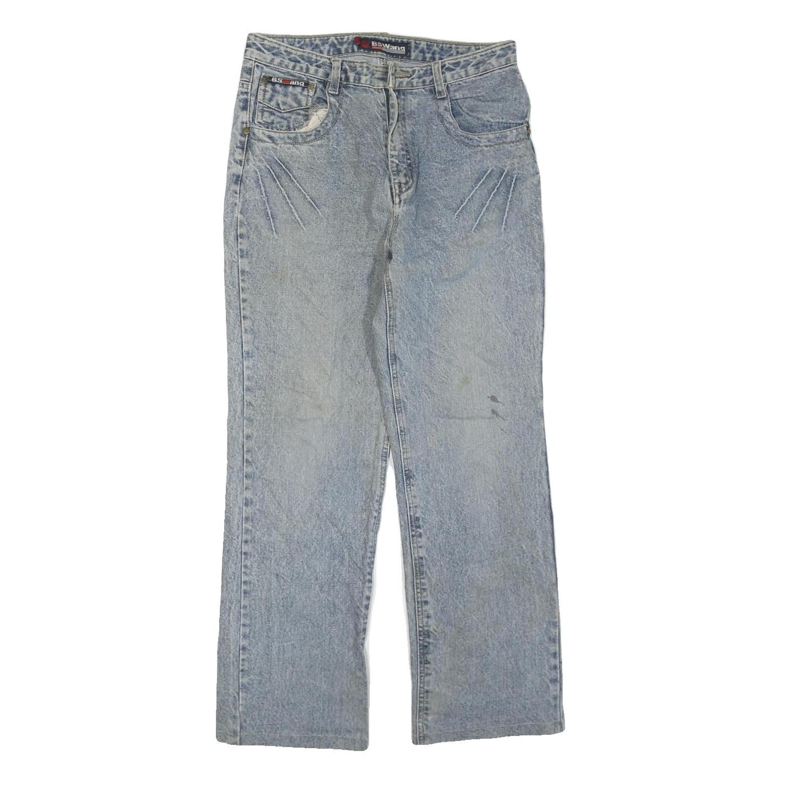 BSWANG Womens Blue Regular Straight Denim Light W30 L28 Jeans Cotton Blend Zip Refurbished - N/A refurbished available on Cerqular